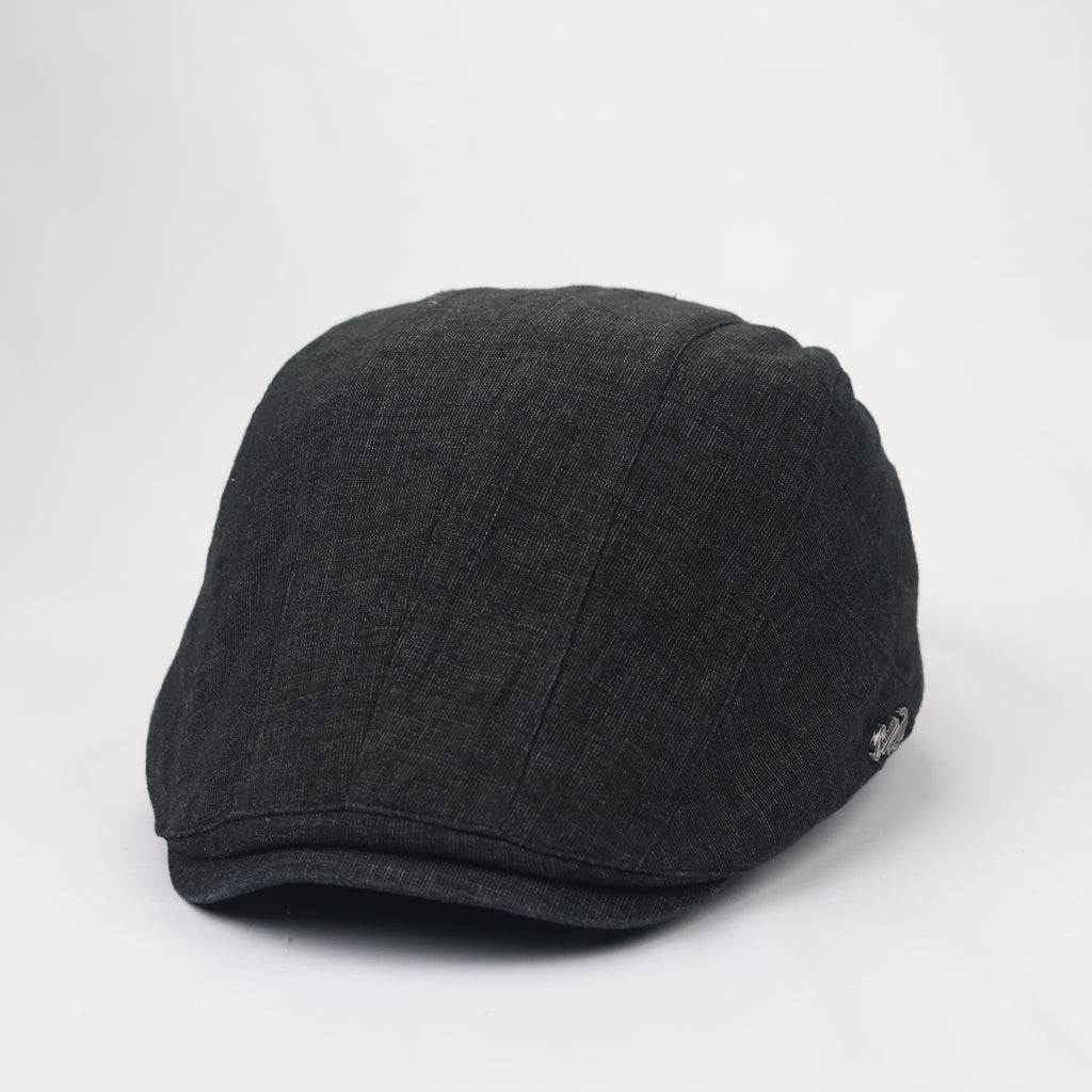 Crocodile Brand Textured Flat Cap - Charcoal Black Ivy Hat