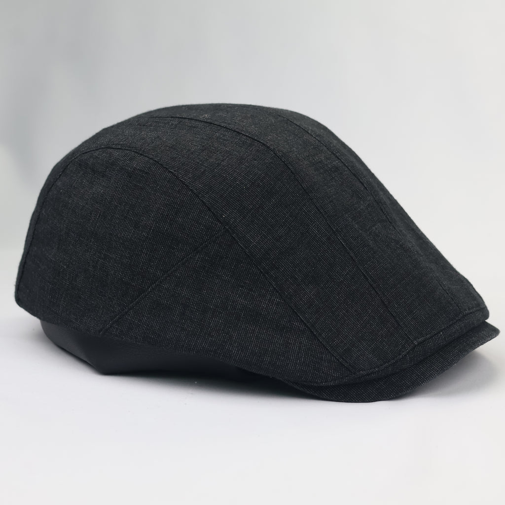 Crocodile Brand Textured Flat Cap - Charcoal Black Ivy Hat