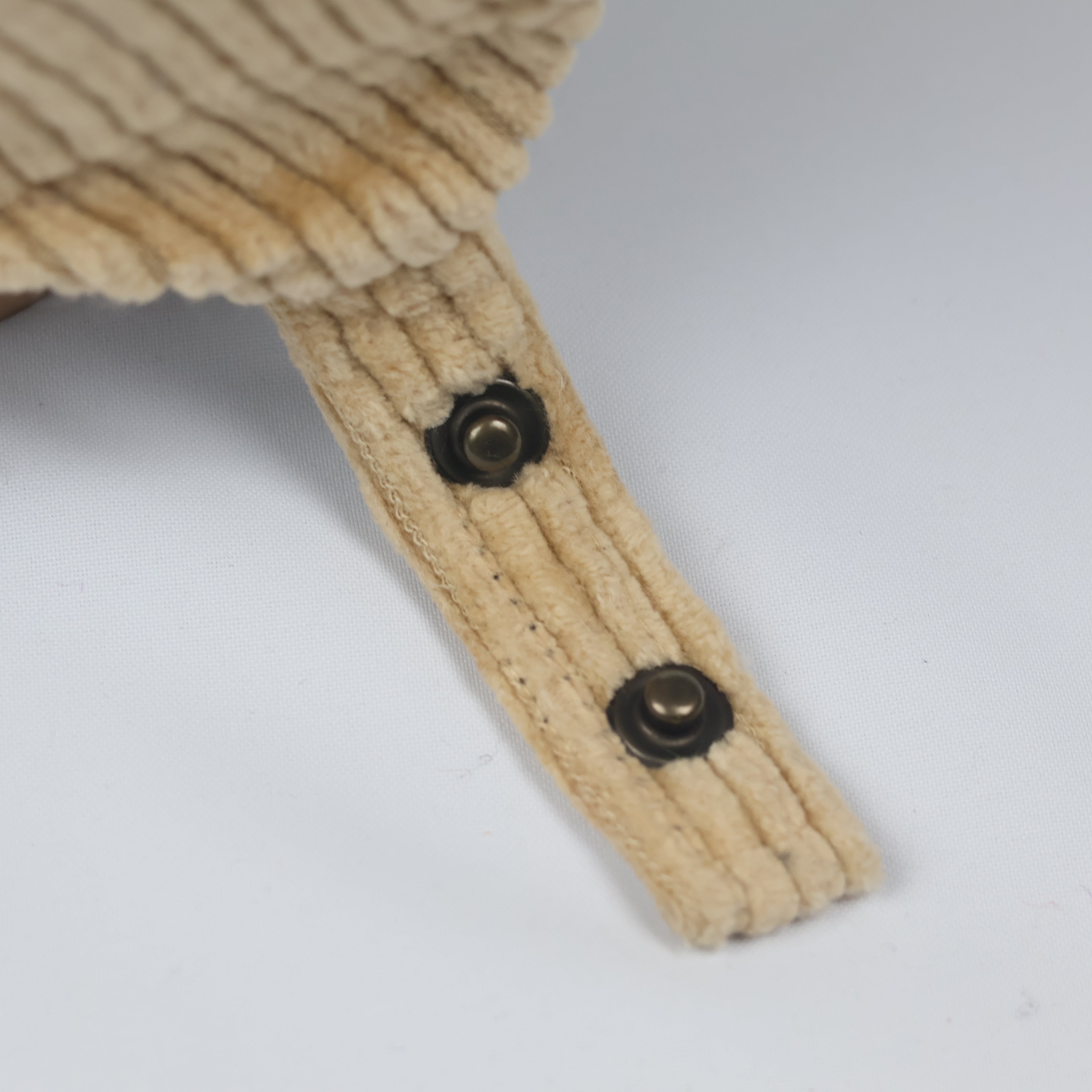 Beige Corduroy & Sherpa Aviator Hat | Earflap Trapper Cap with Snap Buttons