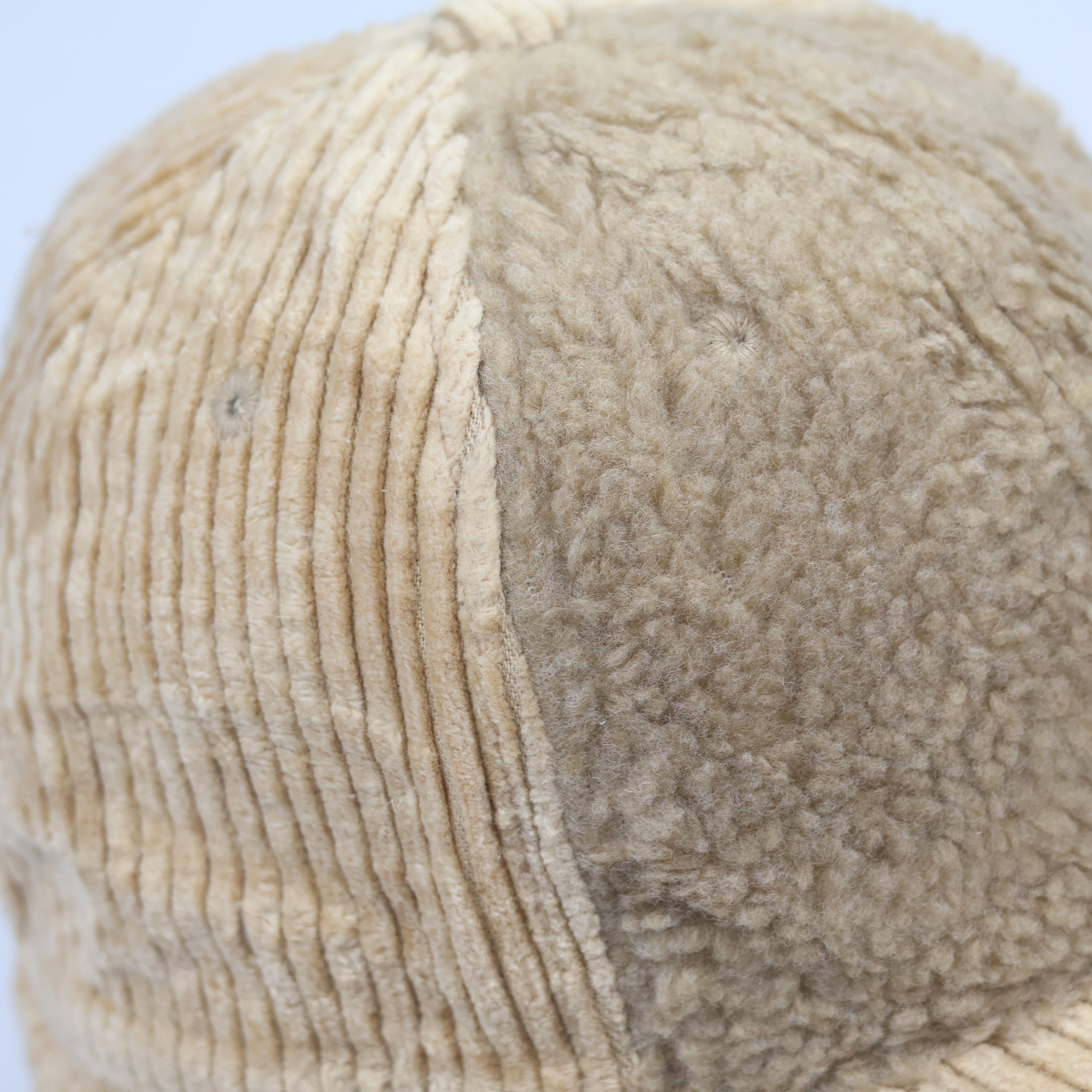 Beige Corduroy & Sherpa Aviator Hat | Earflap Trapper Cap with Snap Buttons
