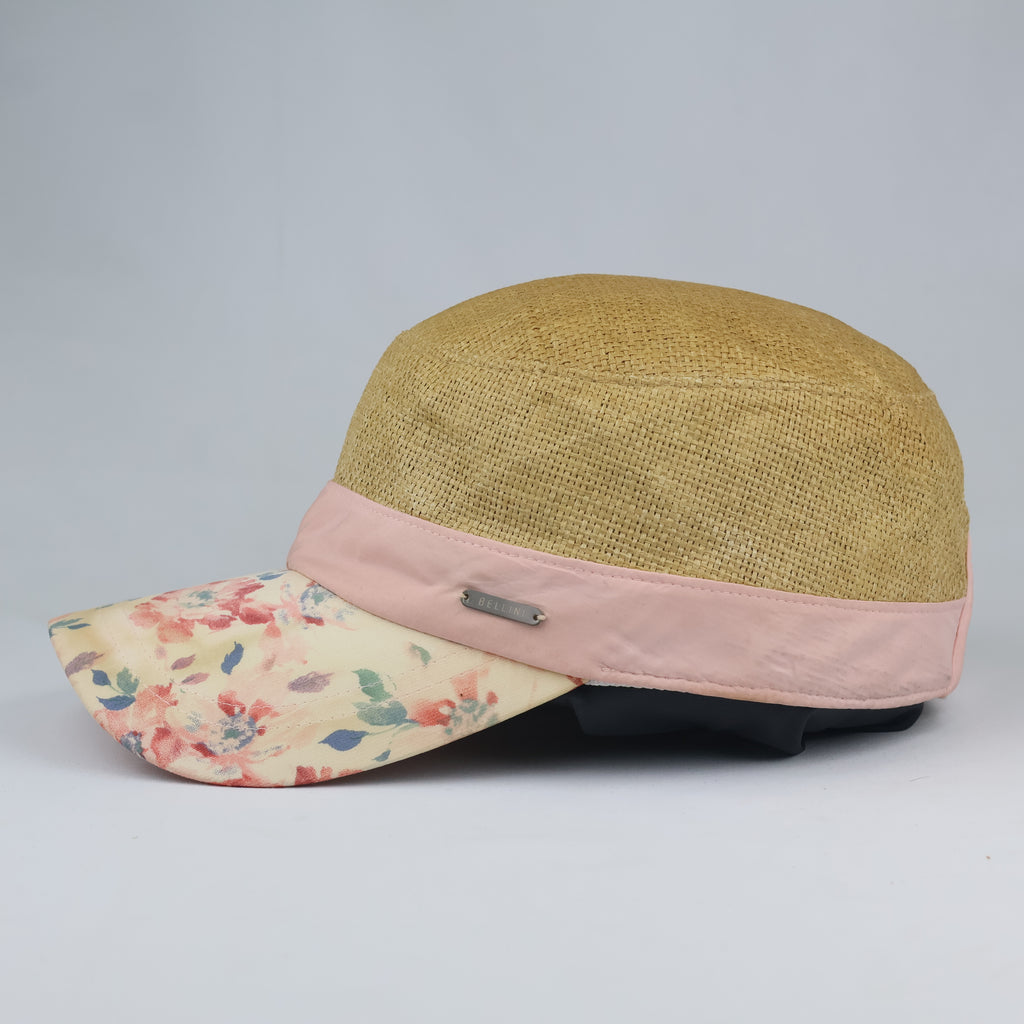 Bellini Woven Straw Summer Cap | Thrifted Floral Military Hat 56-59cm