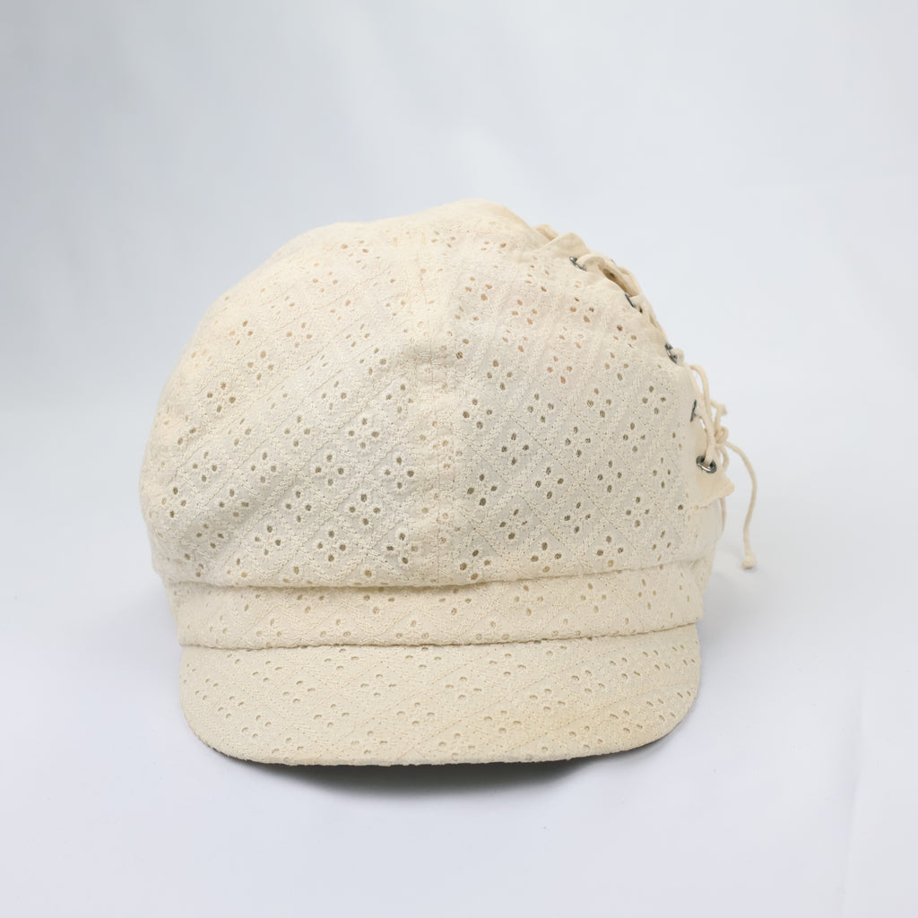 Boho Chic Eyelet Embroidery Thrifted Hat | Cream Floral Lace Cap
