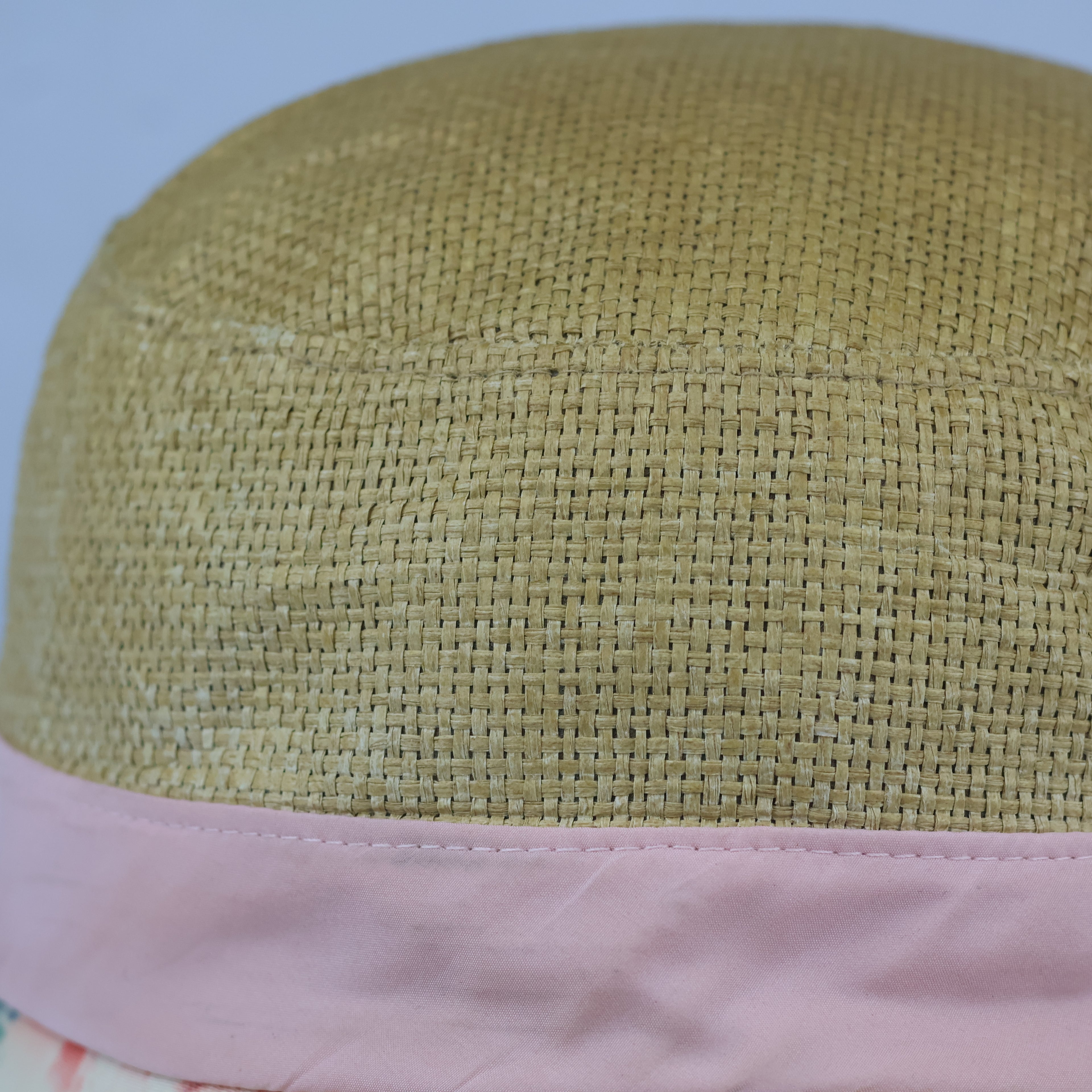 Bellini Woven Straw Summer Cap | Thrifted Floral Military Hat 56-59cm