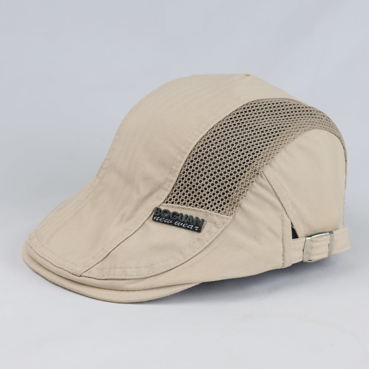 Thrifted BOGUAN Breathable Mesh Flat Cap – Khaki Beige (57–58 cm) | 10663
