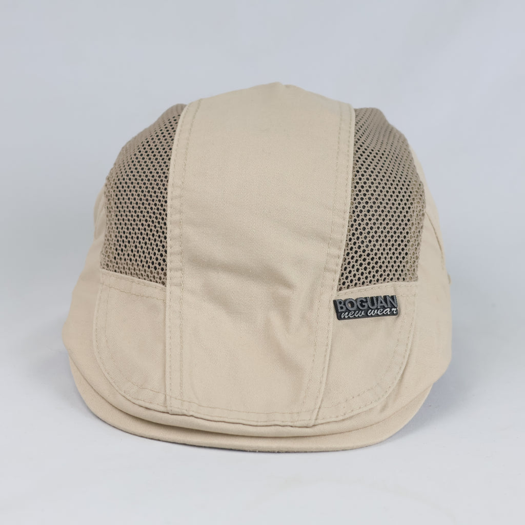Thrifted BOGUAN Breathable Mesh Flat Cap – Khaki Beige (57–58 cm) | 10663