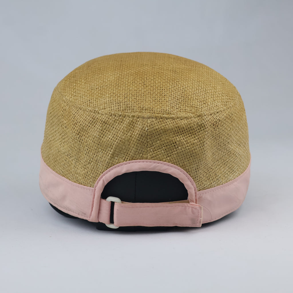 Bellini Woven Straw Summer Cap | Thrifted Floral Military Hat 56-59cm