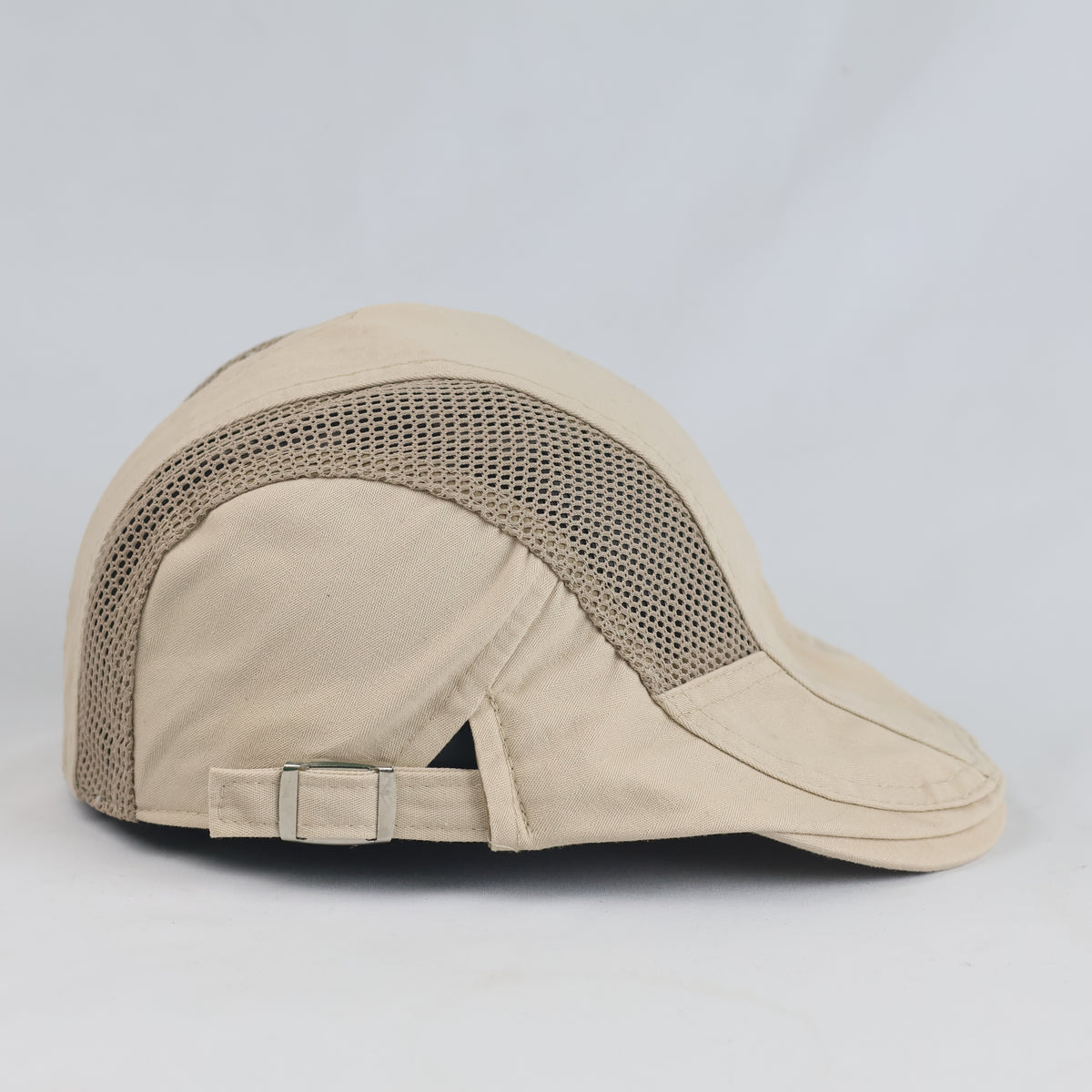 Thrifted BOGUAN Breathable Mesh Flat Cap – Khaki Beige (57–58 cm) | 10663