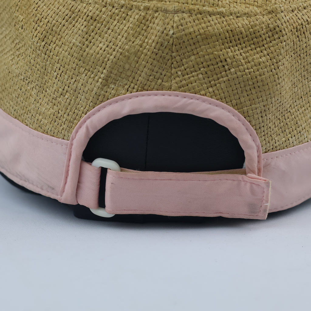 Bellini Woven Straw Summer Cap | Thrifted Floral Military Hat 56-59cm