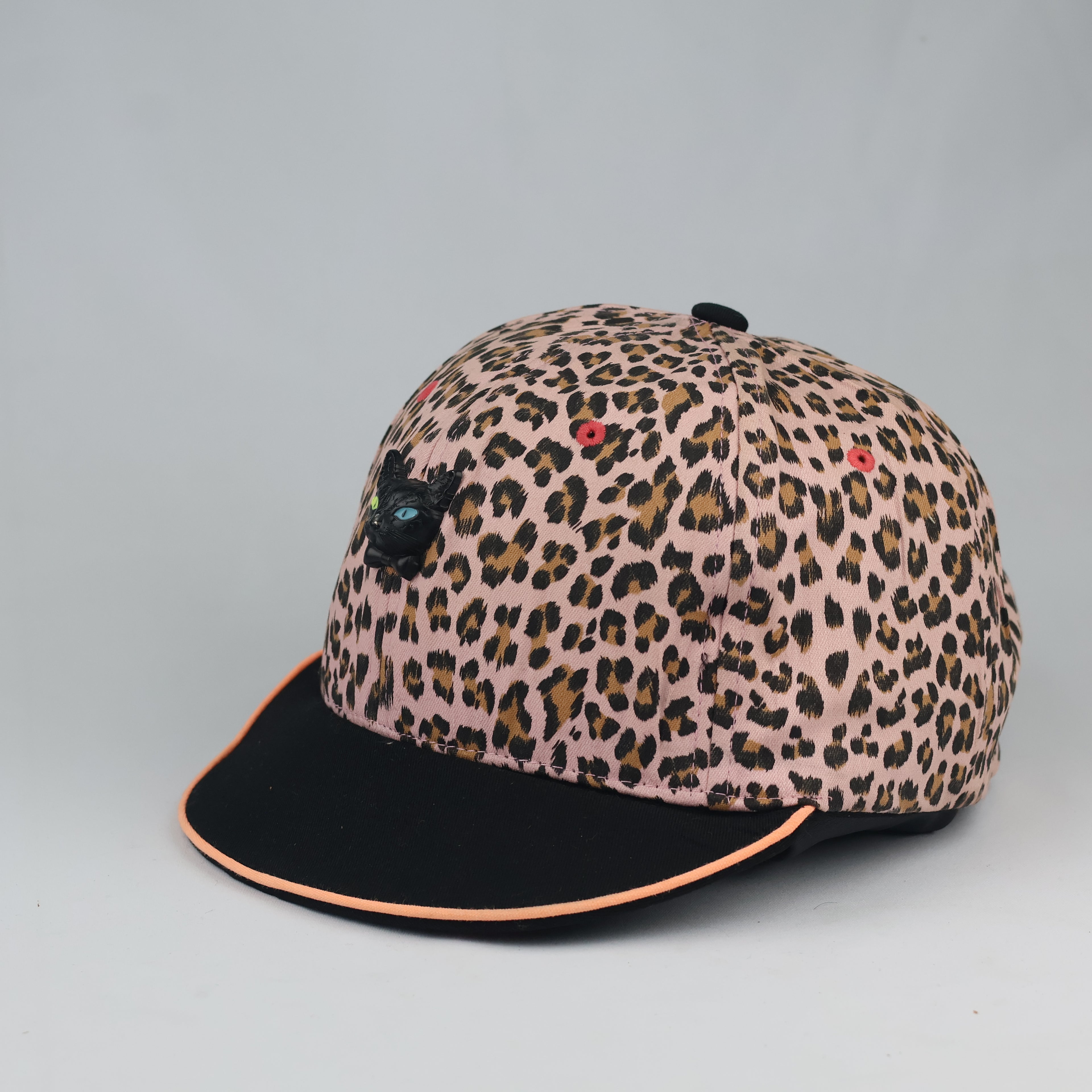 Vintage Black Mood Pink Leopard Hat - Punk Rock Skull Spade Cap