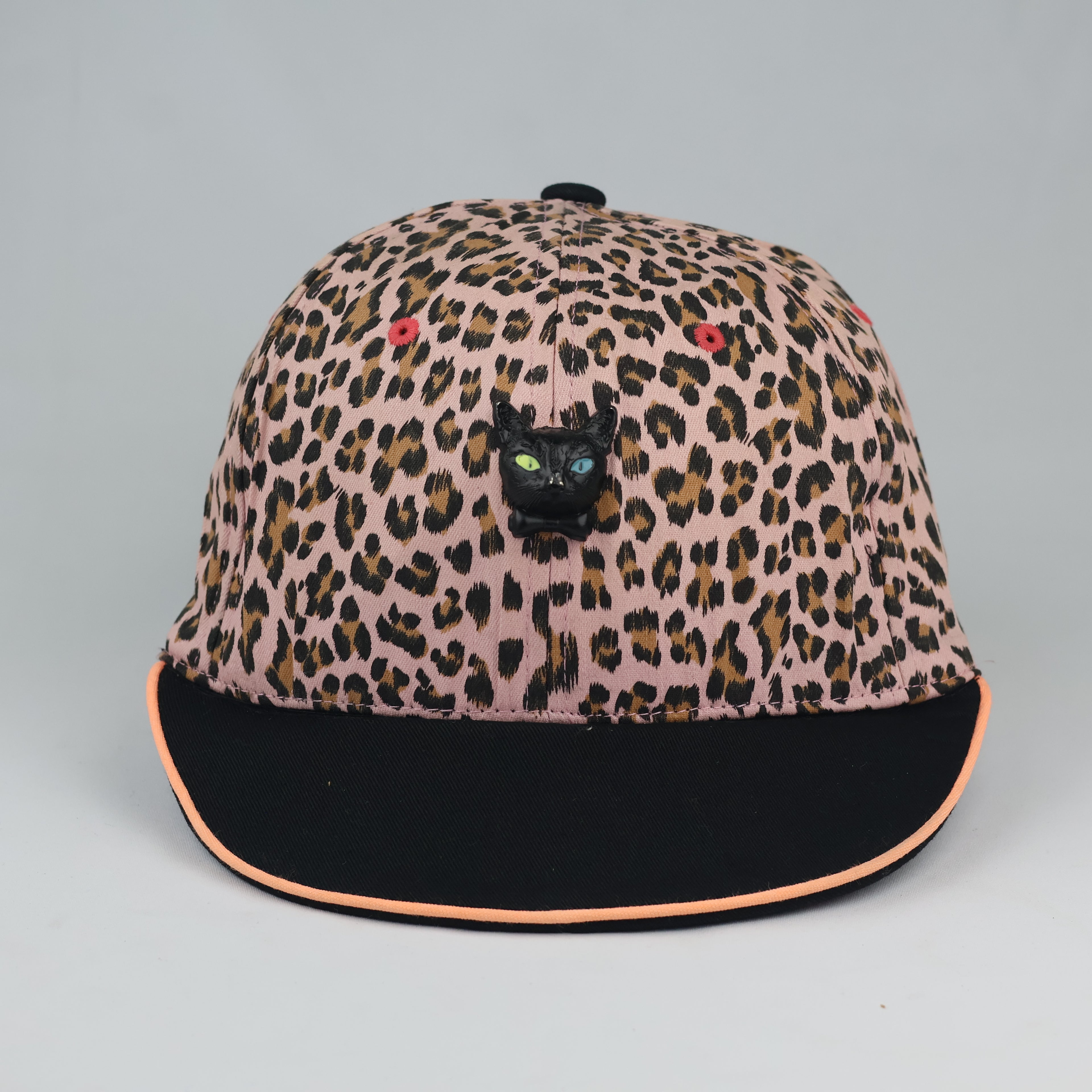 Vintage Black Mood Pink Leopard Hat - Punk Rock Skull Spade Cap