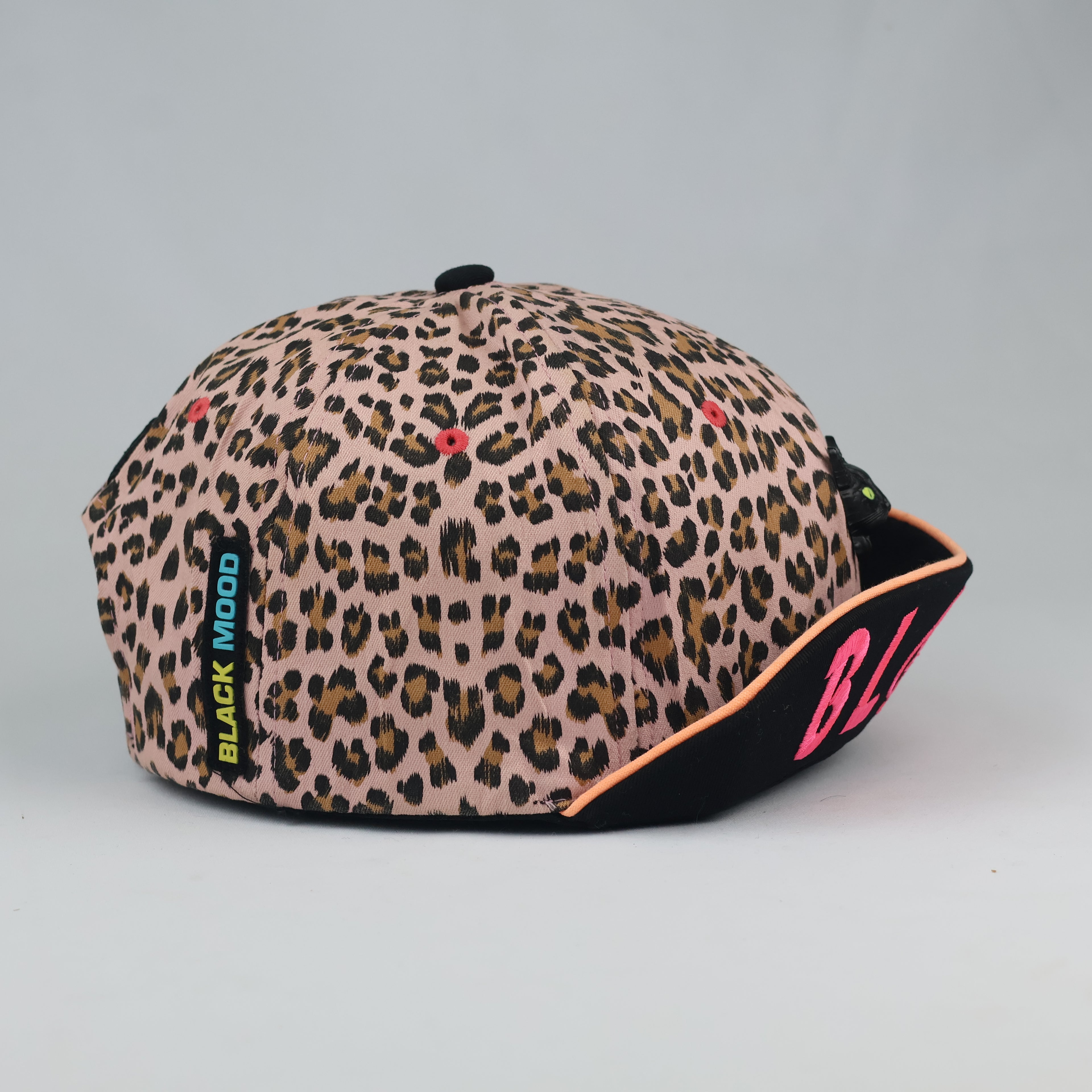 Vintage Black Mood Pink Leopard Hat - Punk Rock Skull Spade Cap