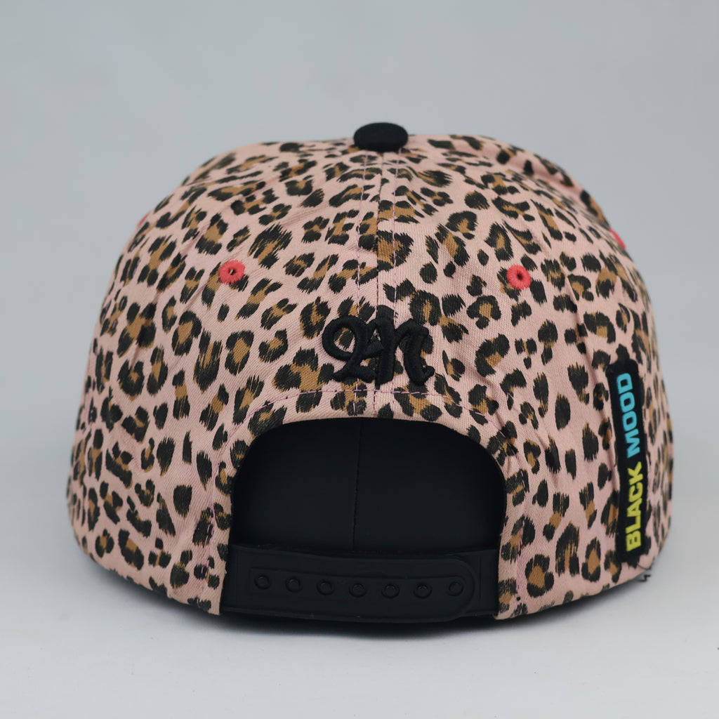 Vintage Black Mood Pink Leopard Hat - Punk Rock Skull Spade Cap