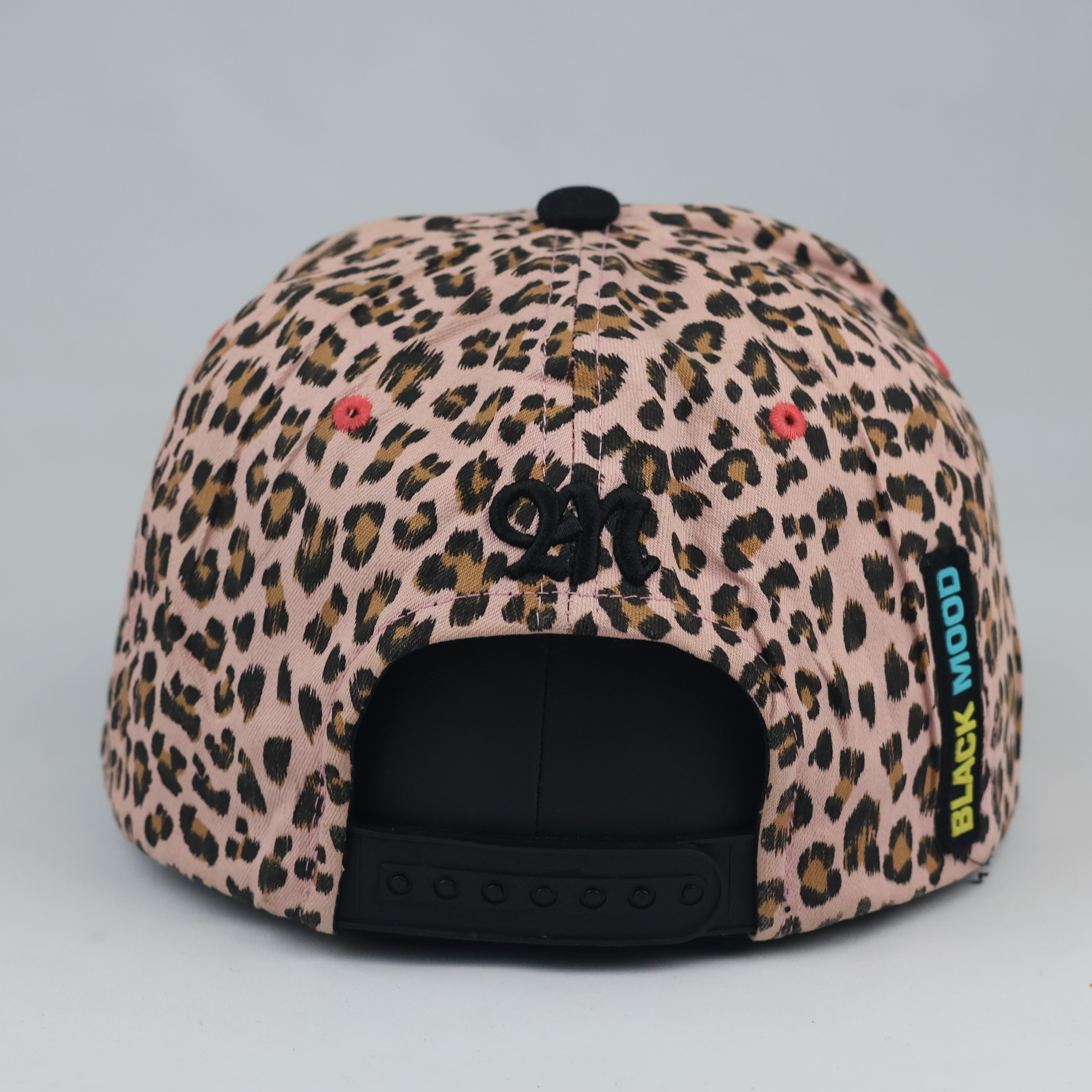 Vintage Black Mood Pink Leopard Hat - Punk Rock Skull Spade Cap
