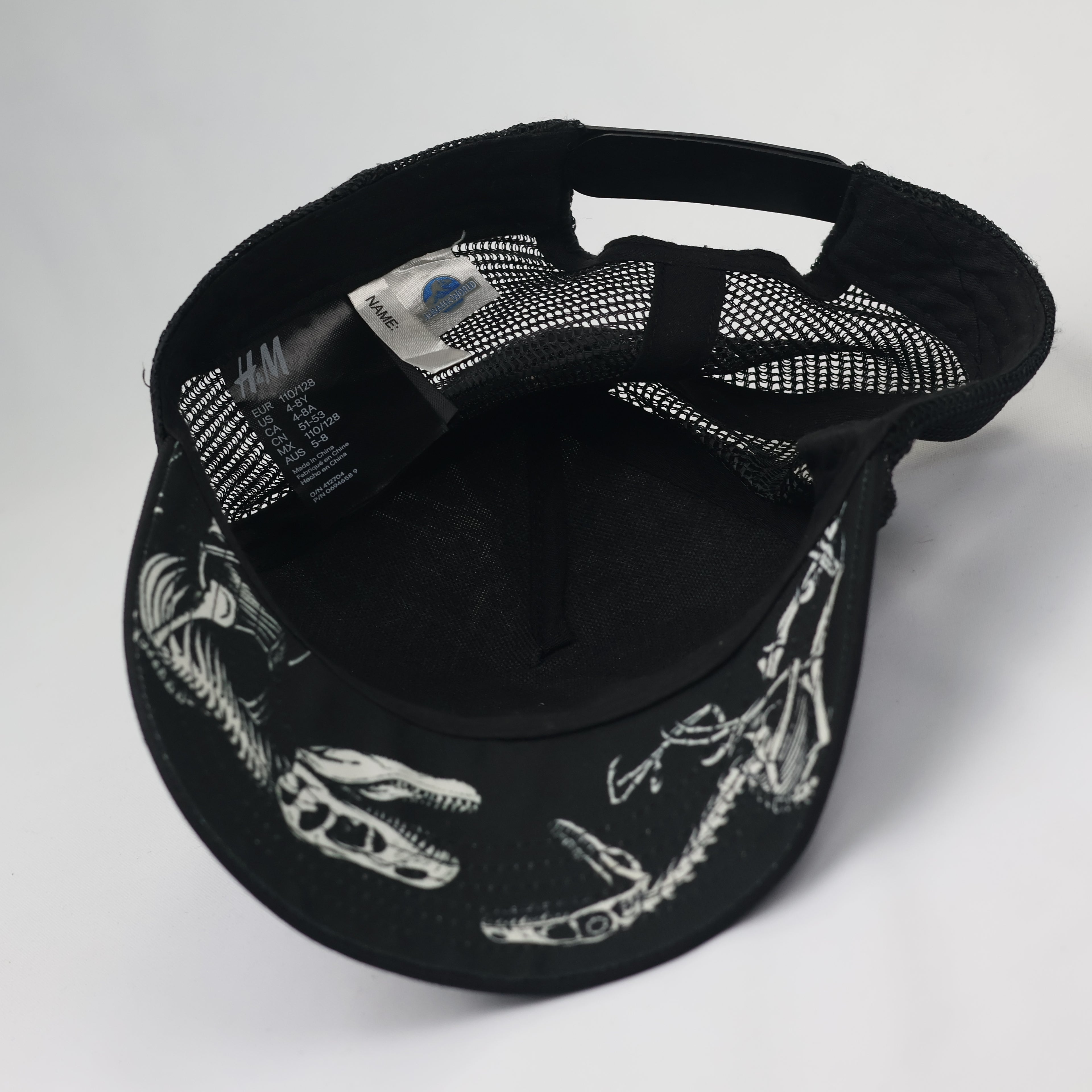 Jurassic World x H&M Kids Dinosaur Skeleton Thrifted Trucker Hat - Black