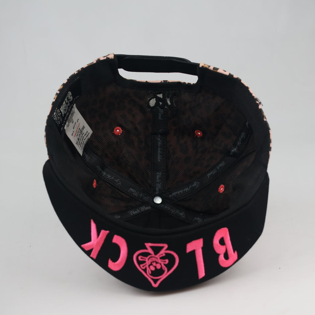 Vintage Black Mood Pink Leopard Hat - Punk Rock Skull Spade Cap