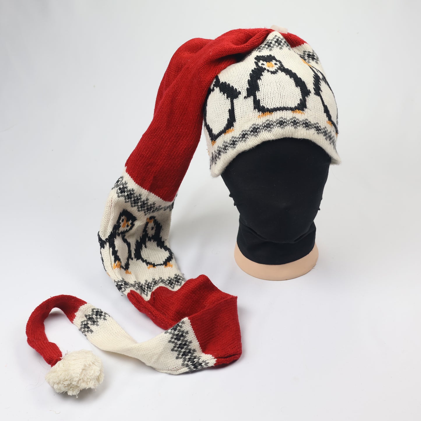 Festive Penguin Earflap Hat – Long Elf Style Cap
