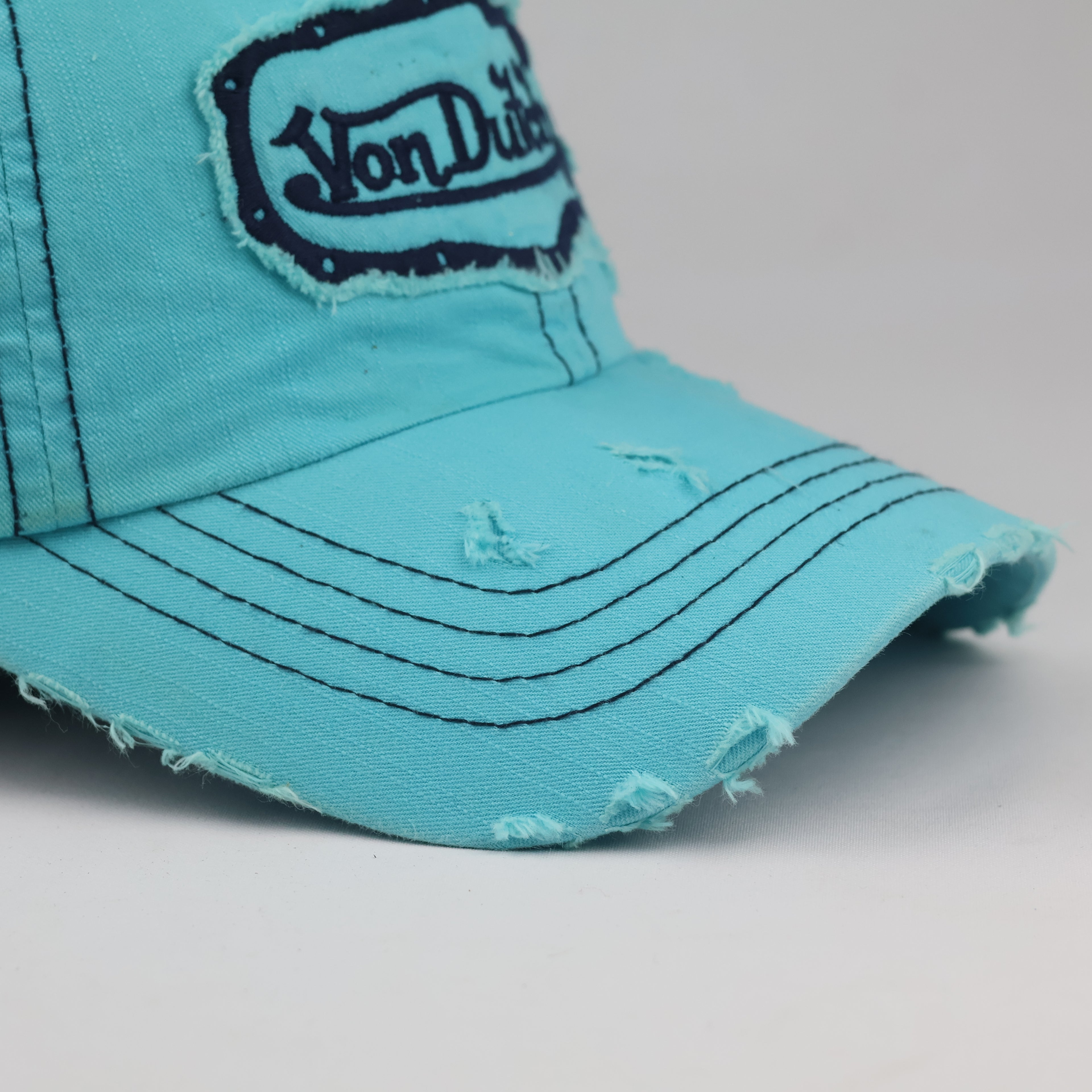 Thrifted Von Dutch Raw Edge Distressed Baseball Cap - Size 56-58cm