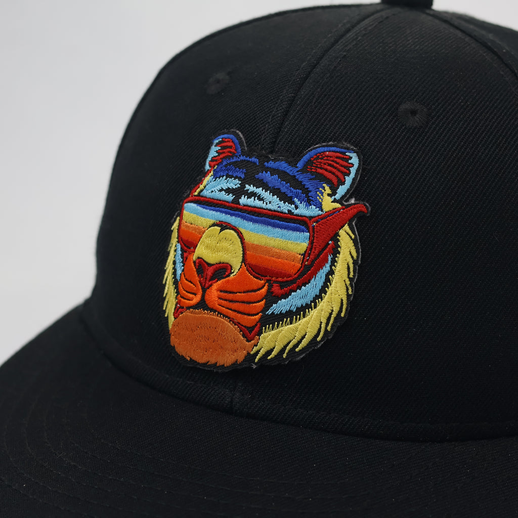 FilgoMedal Tiger with Sunglasses Thrifted Snapback - Black & Green Underbrim