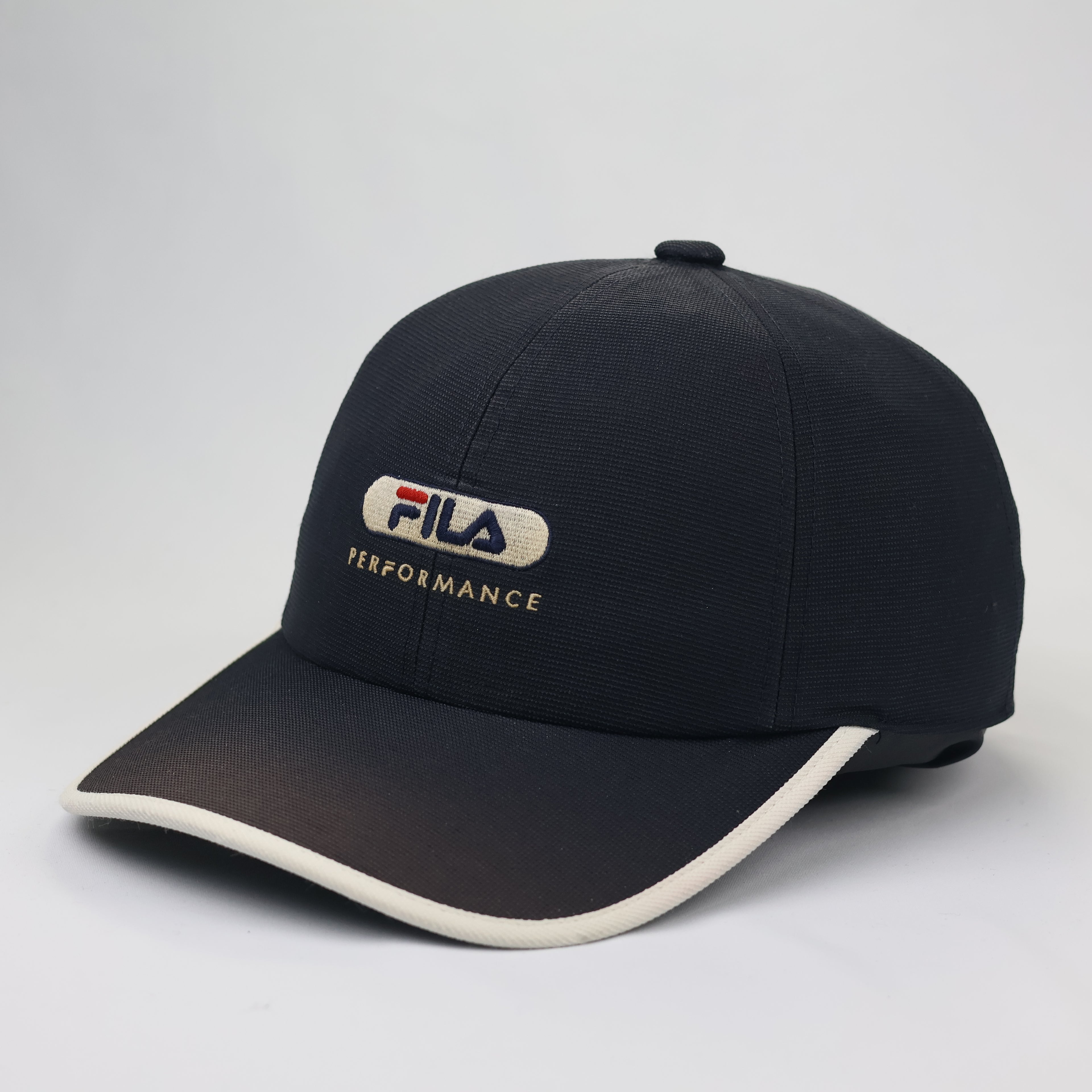 FILA Performance Embroidered Thrifted Sports Cap - Navy Blue & Cream