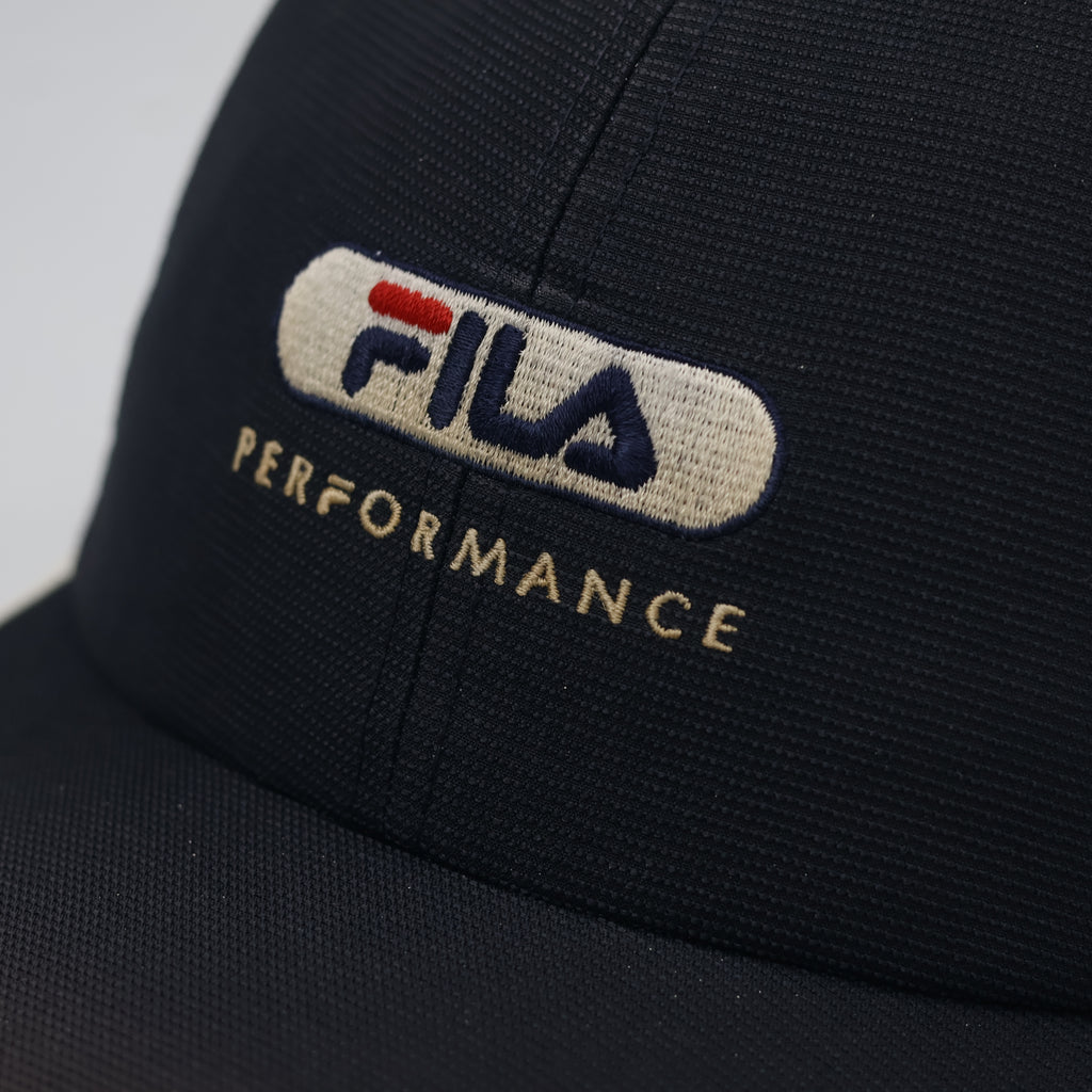 FILA Performance Embroidered Thrifted Sports Cap - Navy Blue & Cream