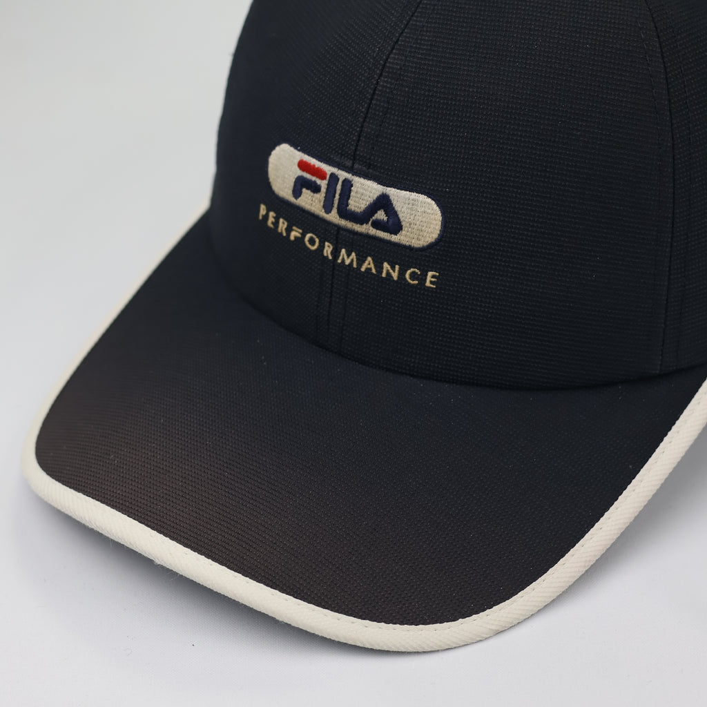 FILA Performance Embroidered Thrifted Sports Cap - Navy Blue & Cream