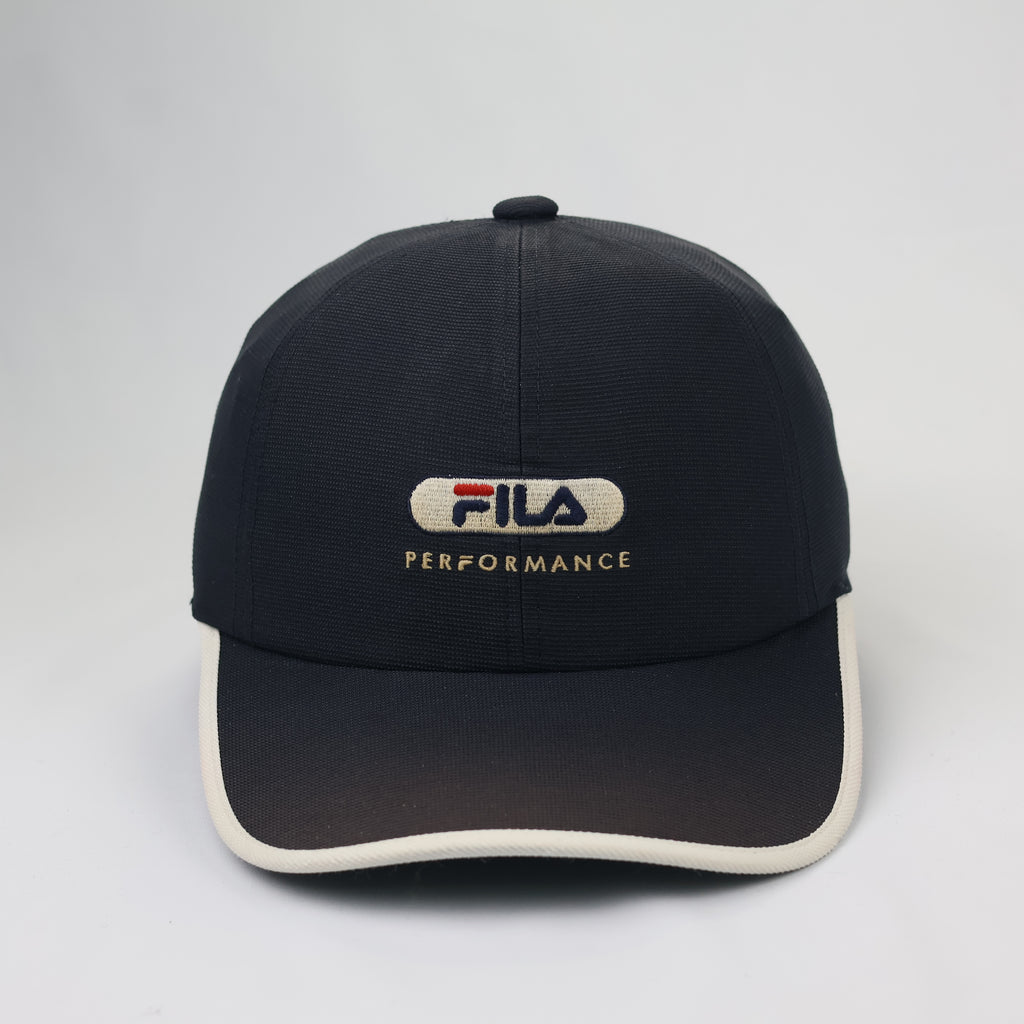 FILA Performance Embroidered Thrifted Sports Cap - Navy Blue & Cream