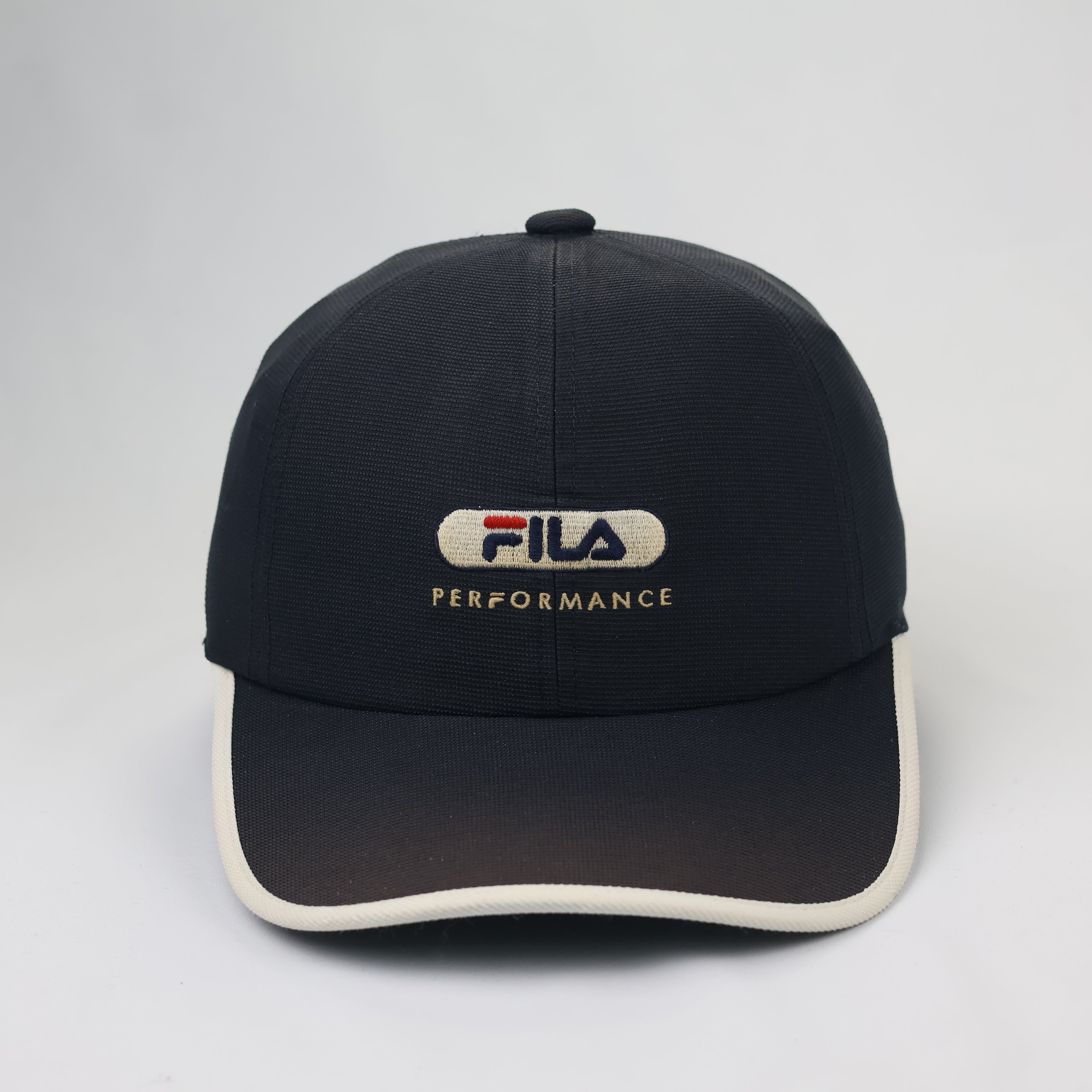 FILA Performance Embroidered Thrifted Sports Cap - Navy Blue & Cream