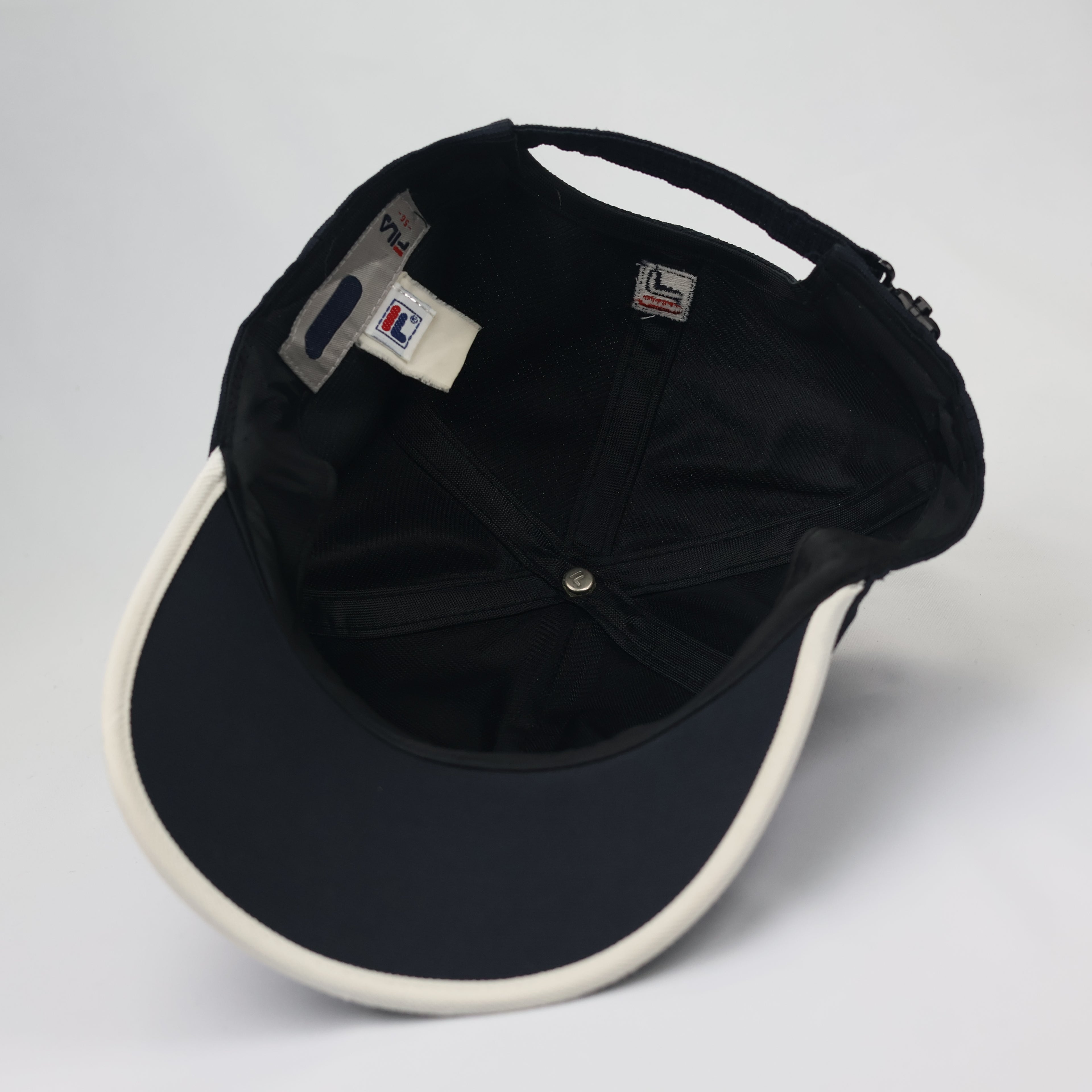 FILA Performance Embroidered Thrifted Sports Cap - Navy Blue & Cream