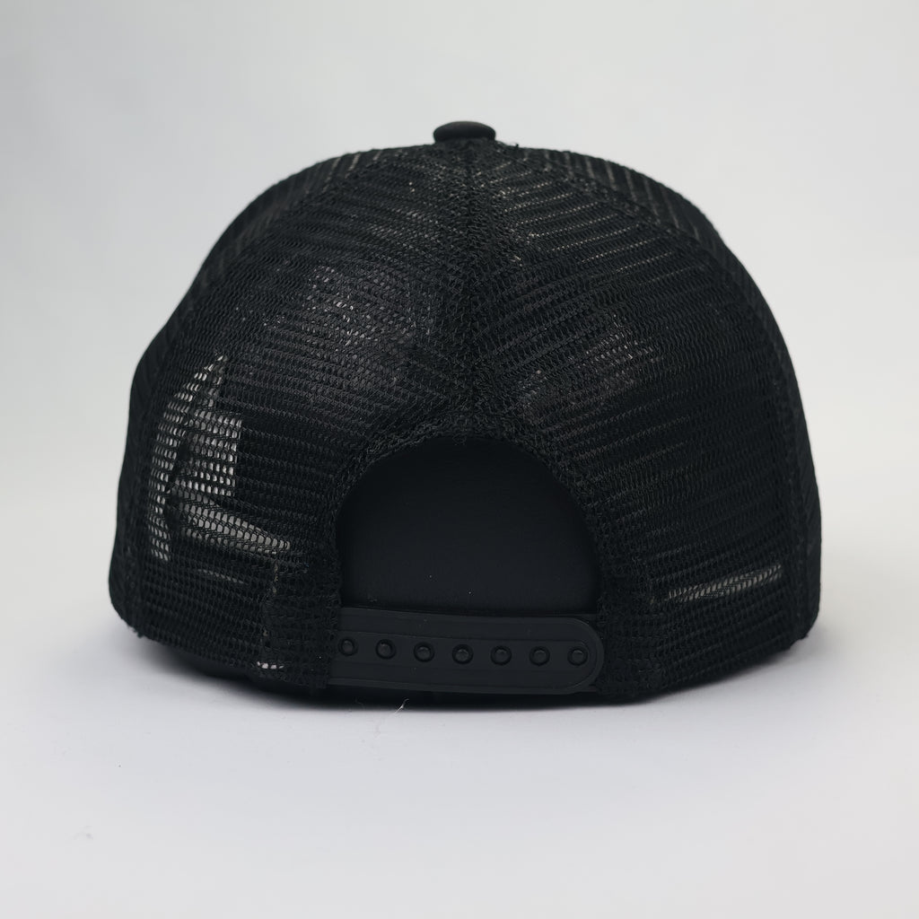 New York City Tropical Palm Graphic Thrifted Cap | Black Mesh Back Hat