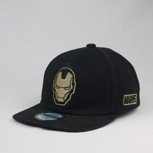 Marvel Iron Man Twinkids+ Snapback Cap - Thrifted Black Gold Flat Brim Hat