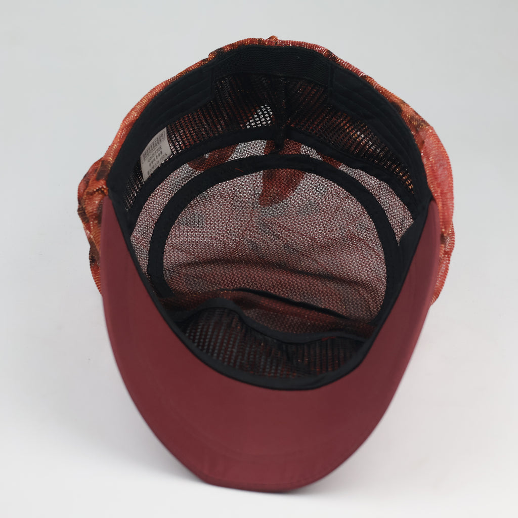 Retro Shimmering Animal Print Visor Cap - Burgundy Maroon Tie Back Hat