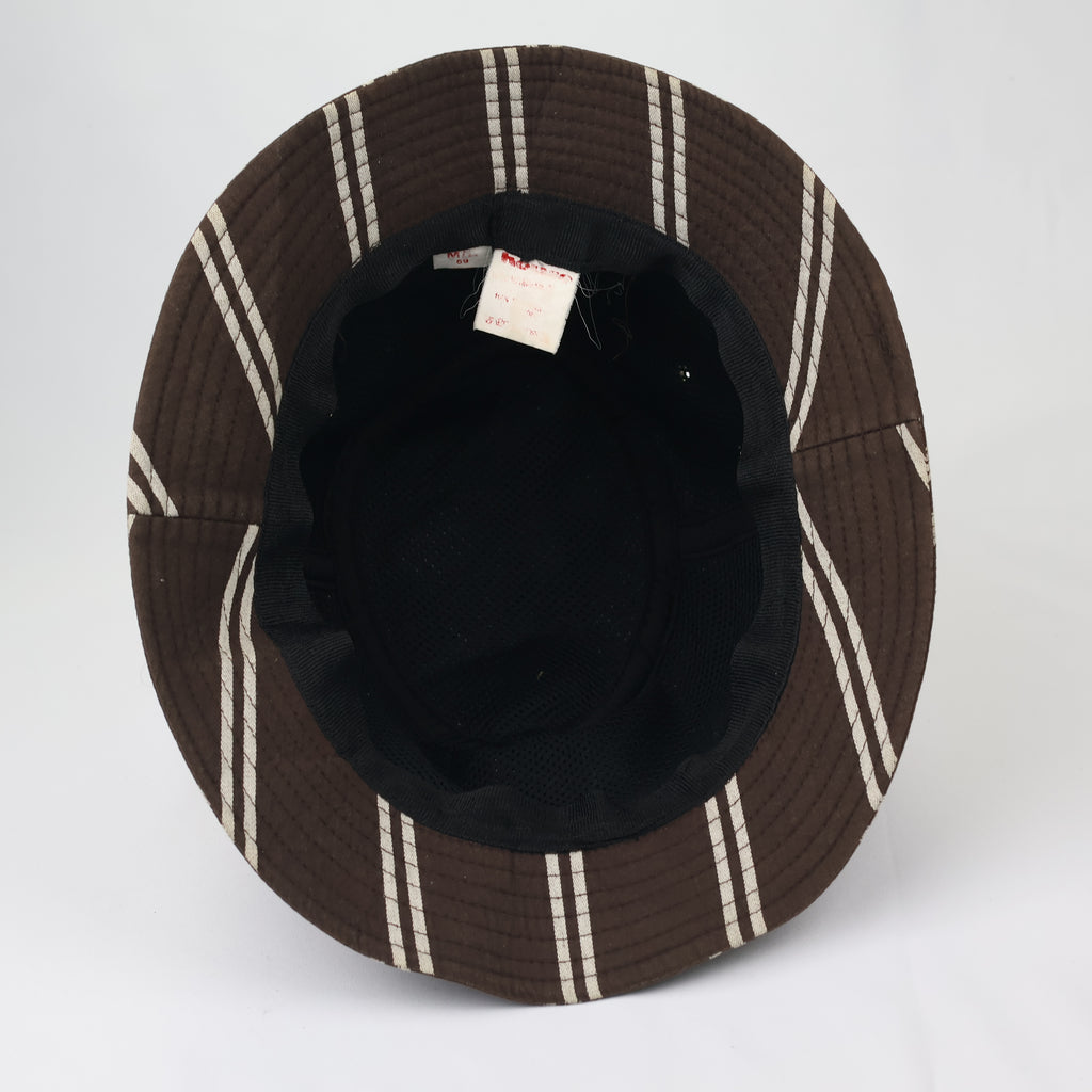 Vintage Liberation Striped Thrifted Bucket Hat | Brown & Beige Utility Sun Hat
