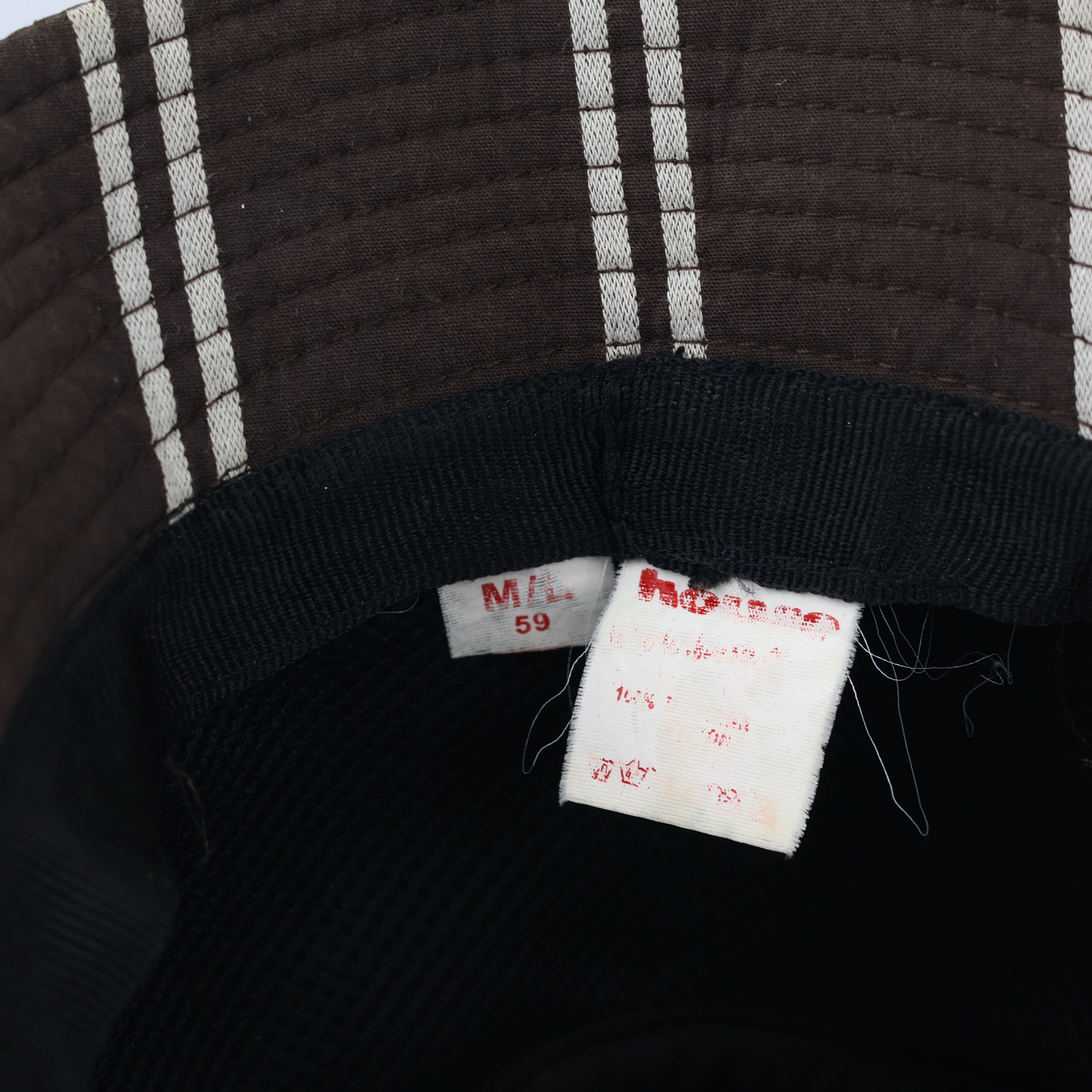 Vintage Liberation Striped Thrifted Bucket Hat | Brown & Beige Utility Sun Hat