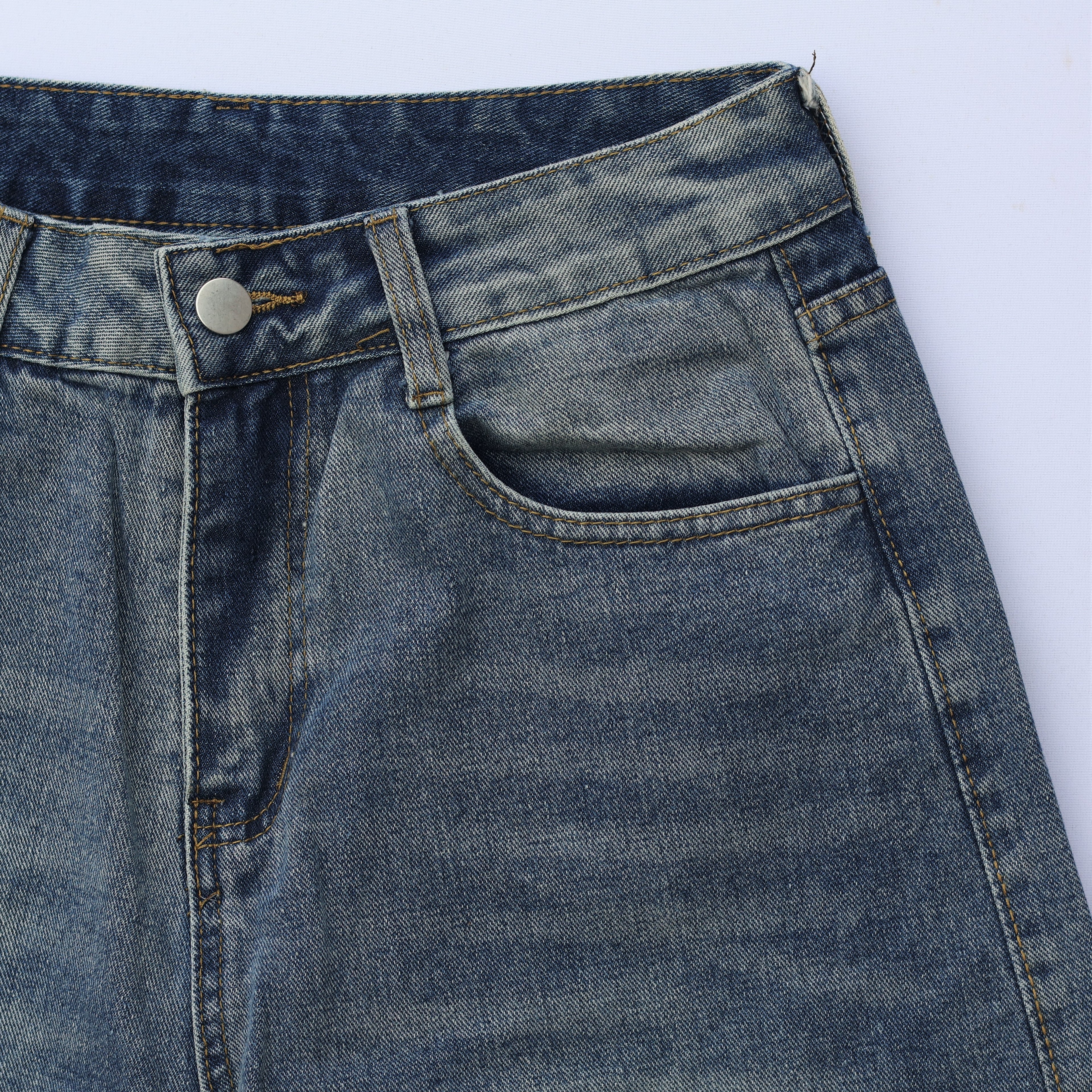 Vintage Blue Wide-Leg Cargo Jeans for women – Size M | Streetwear Denim with Side Pockets