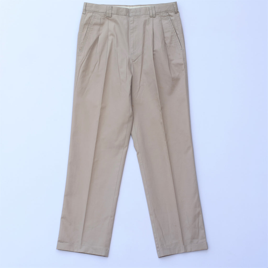 Classic Beige Pleated Chinos for Men – Comfort Fit | Waist 30-32, Length 42 | INDIAN Brand Trousers