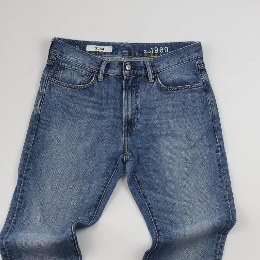 Gap 1969 Slim Medium Wash Thrifted Denim Jeans/ J1004