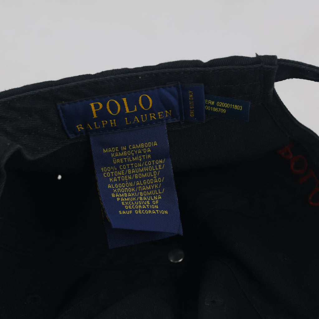 Thrifted Vintage Polo Ralph Lauren Black Cotton Strapback Cap (57-59cm) |10680