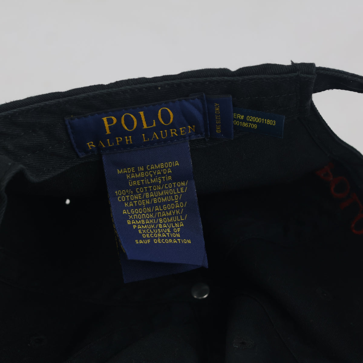 Thrifted Vintage Polo Ralph Lauren Black Cotton Strapback Cap (57-59cm) |10680