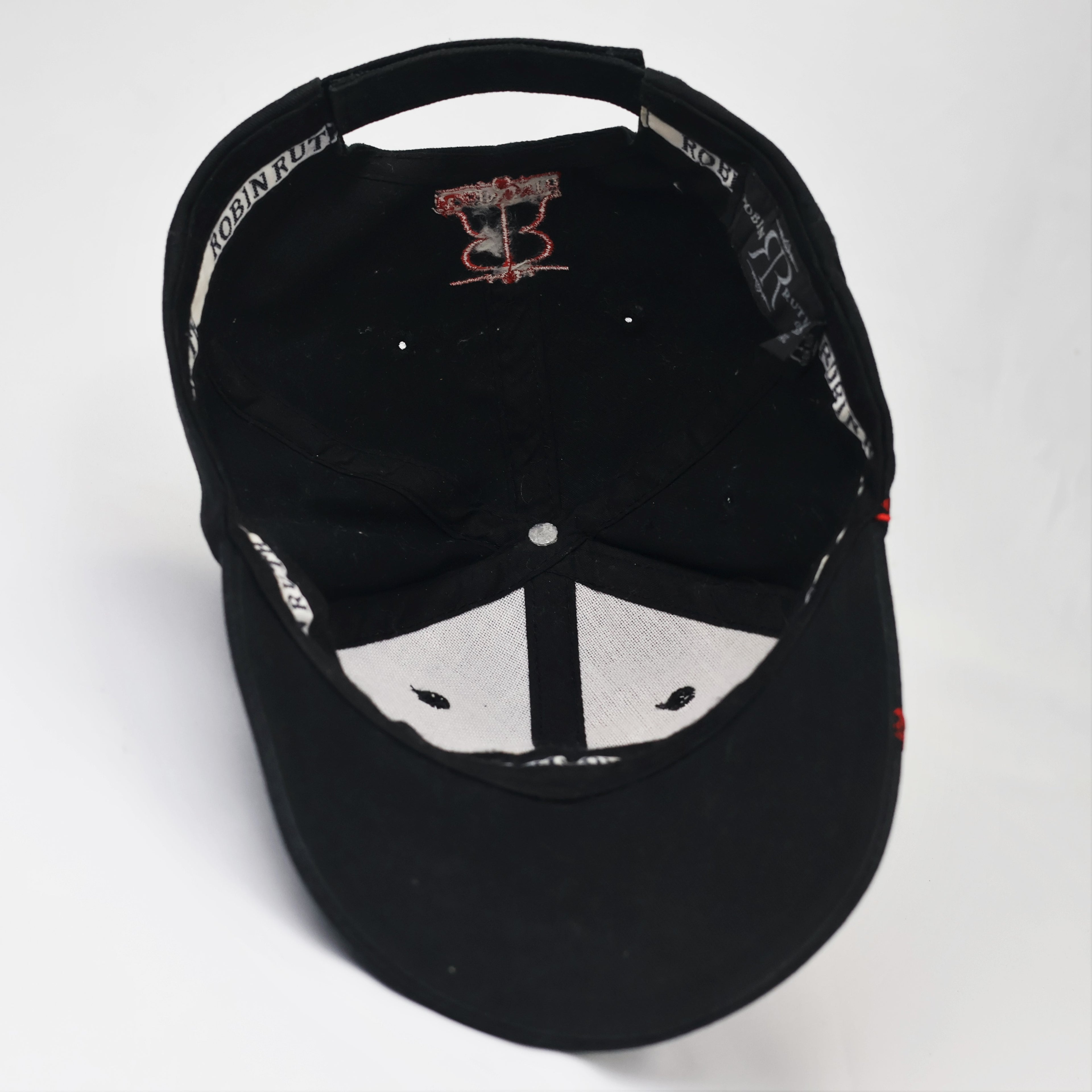 Robin Ruth Greece Souvenir Thrifted Baseball Cap - Black & Red Embroidery