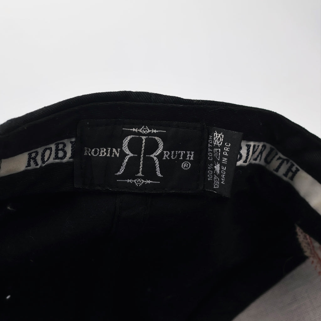 Robin Ruth Greece Souvenir Thrifted Baseball Cap - Black & Red Embroidery