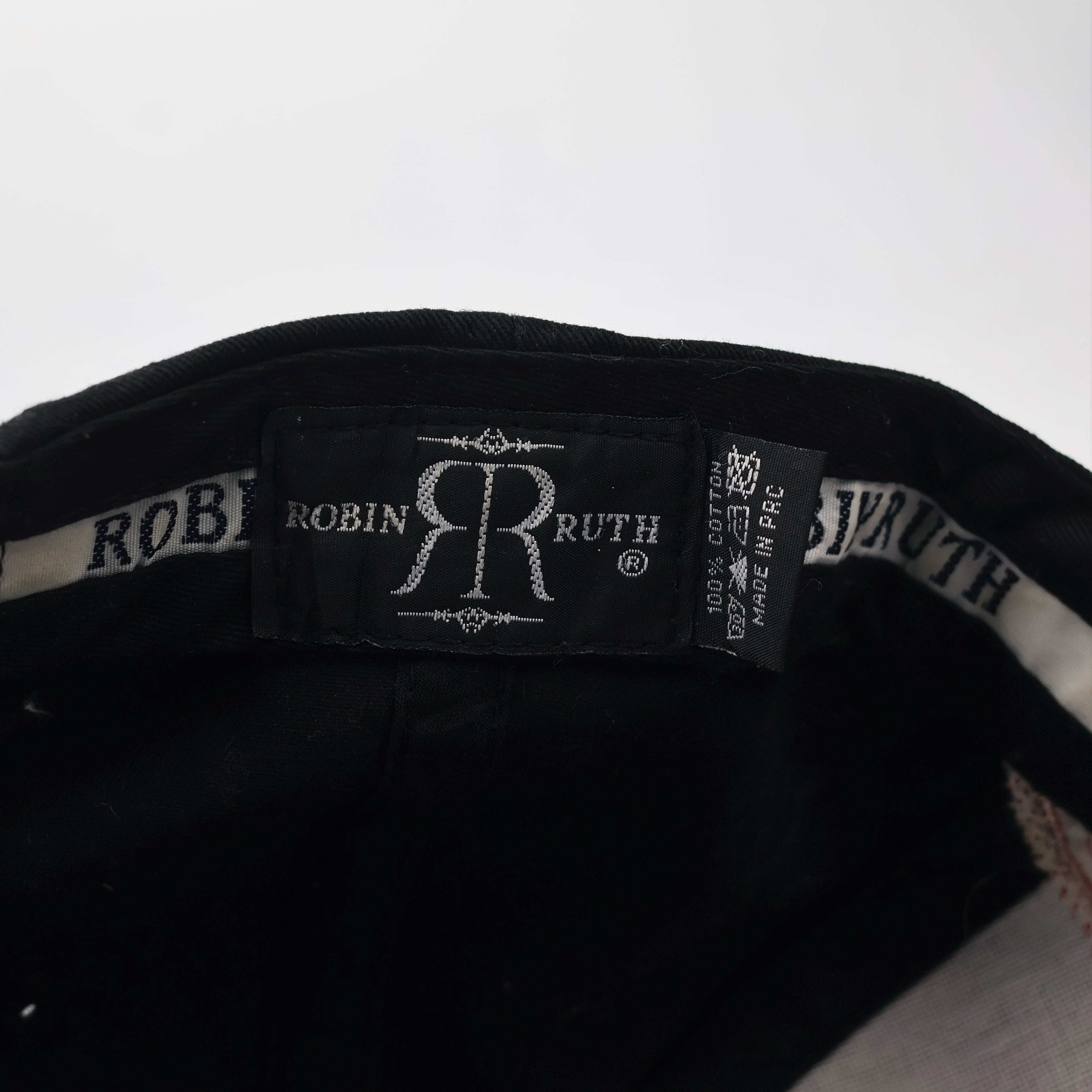 Robin Ruth Greece Souvenir Thrifted Baseball Cap - Black & Red Embroidery