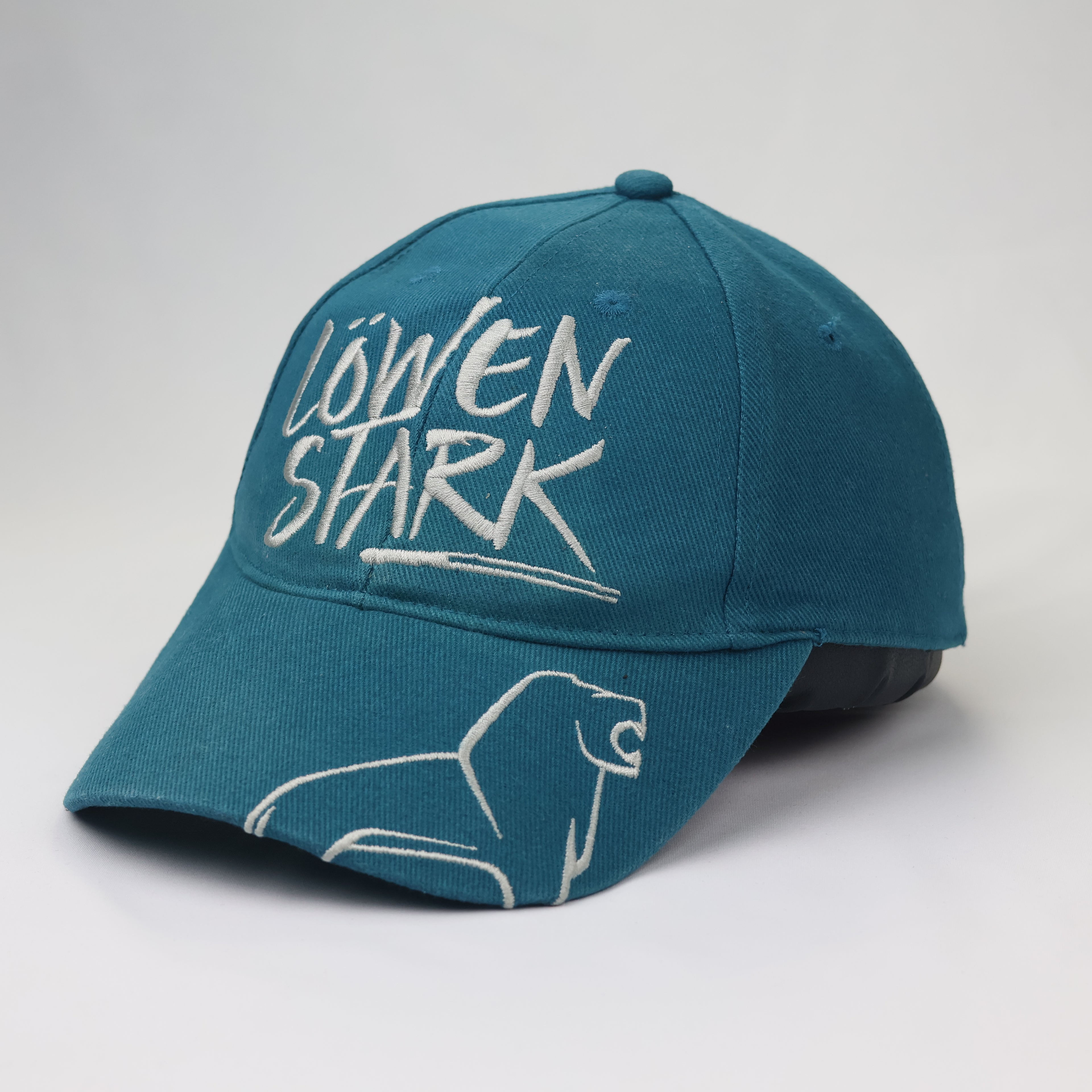 Vintage Teal Cotton Snapback Hat - Löwen Stark Lion Graphic - 55-57cm