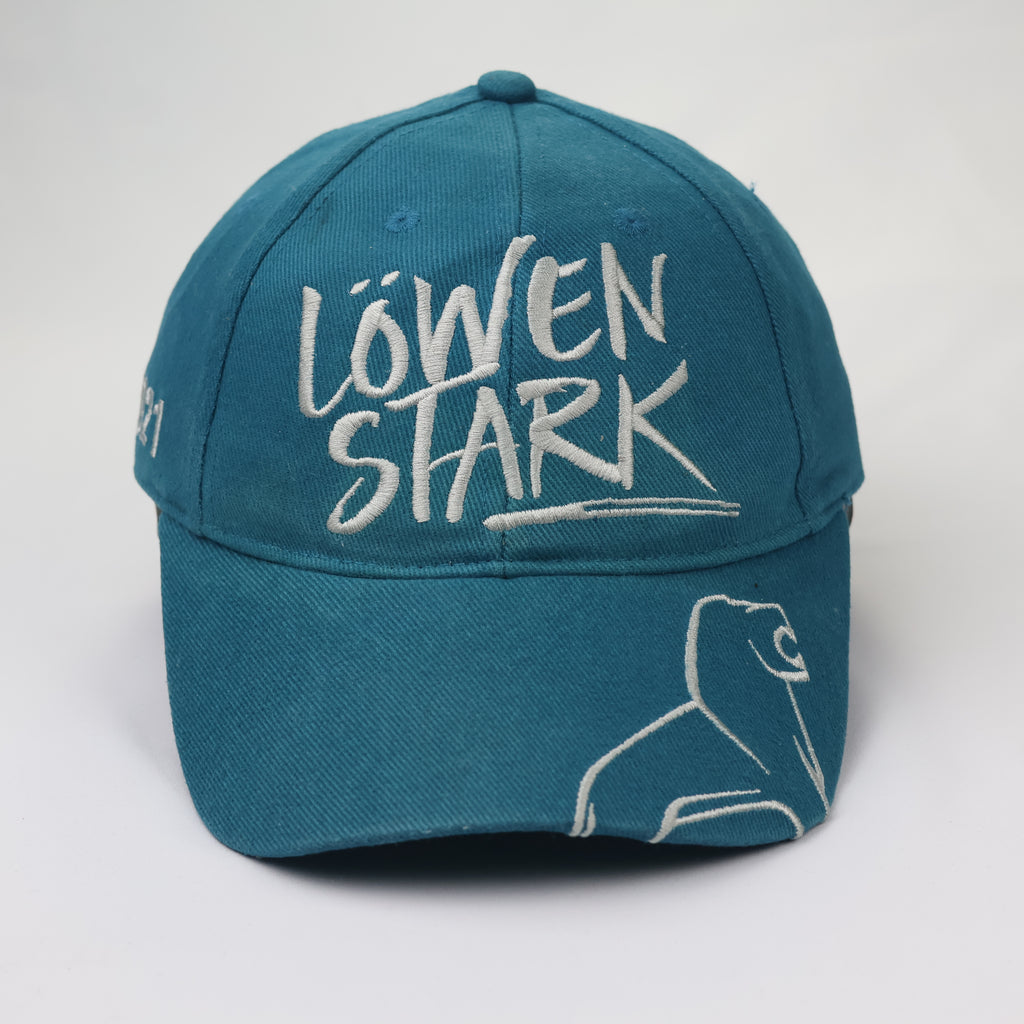 Vintage Teal Cotton Snapback Hat - Löwen Stark Lion Graphic - 55-57cm