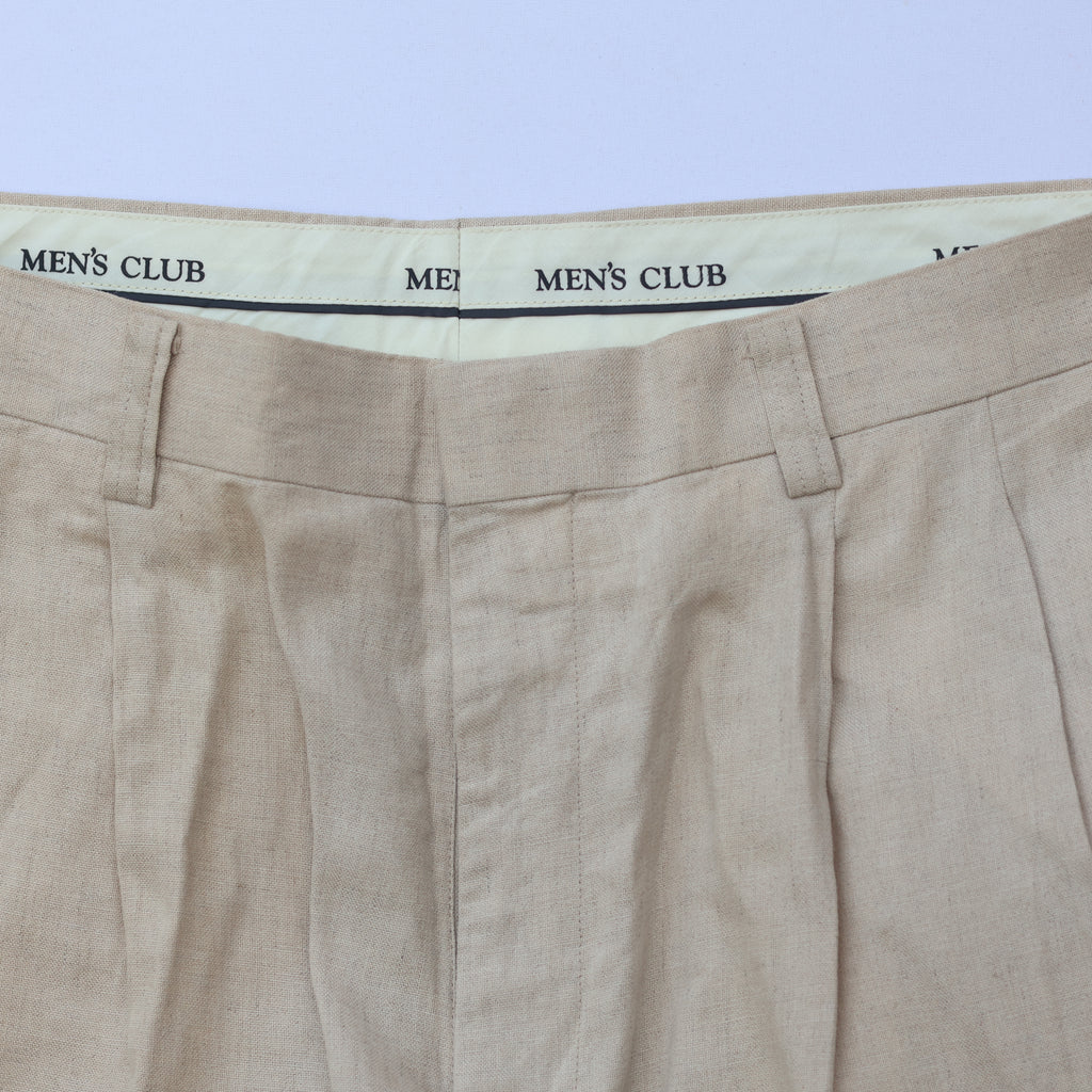 Men’s Beige Linen-Blend Pleated Formal Trousers – MEN’S CLUB | Waist 33 | Lightweight Summer Pants
