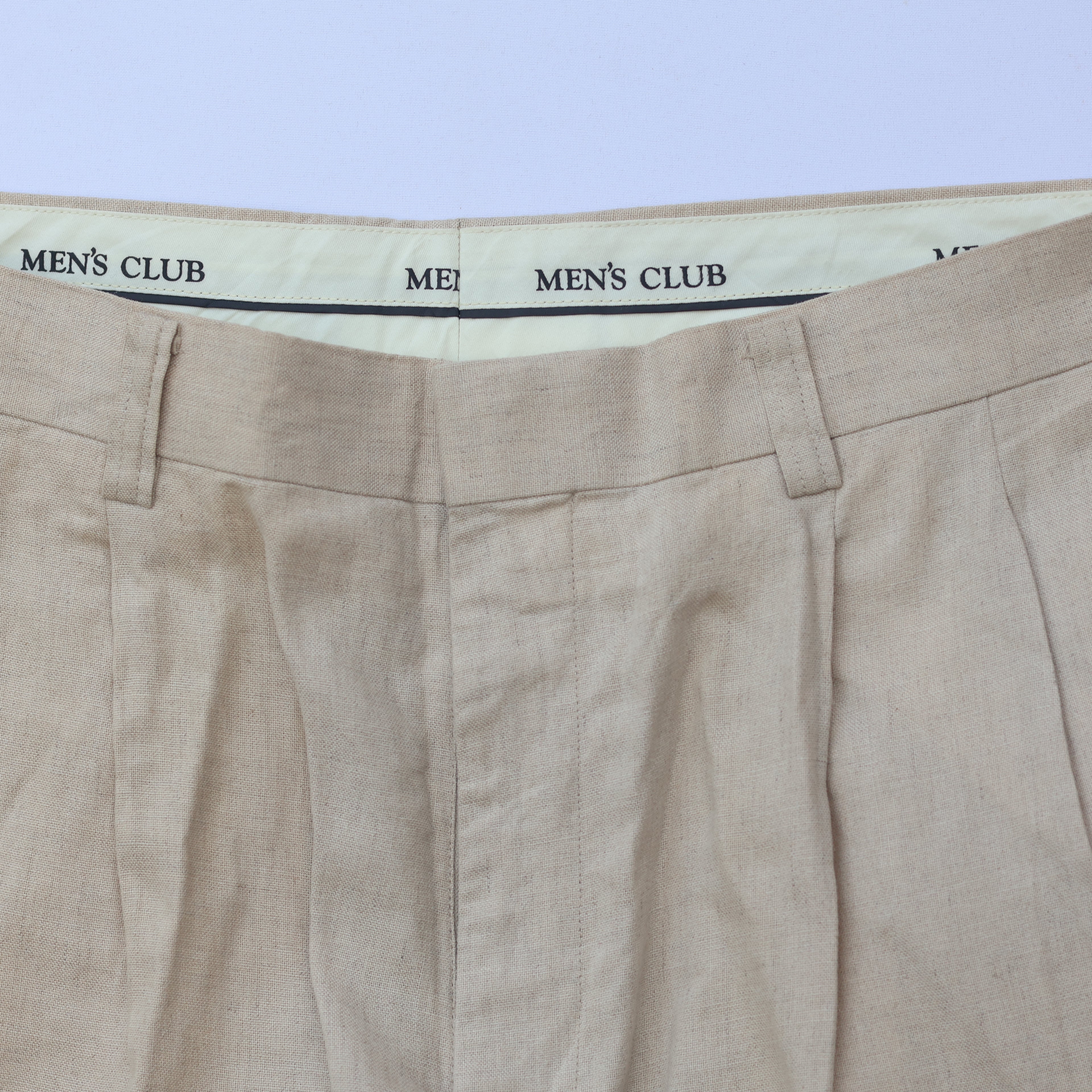 Men’s Beige Linen-Blend Pleated Formal Trousers – MEN’S CLUB | Waist 33 | Lightweight Summer Pants