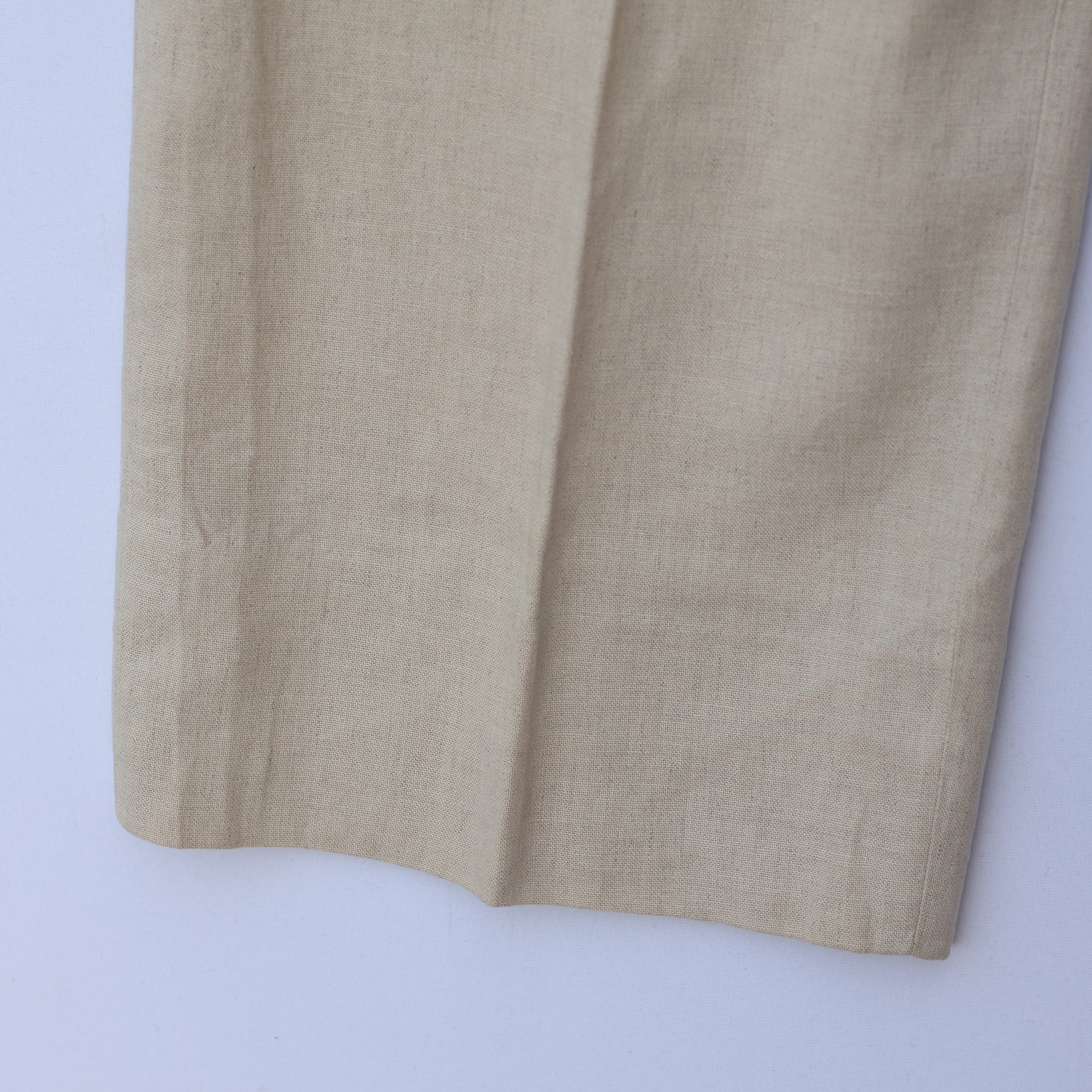 Men’s Beige Linen-Blend Pleated Formal Trousers – MEN’S CLUB | Waist 33 | Lightweight Summer Pants