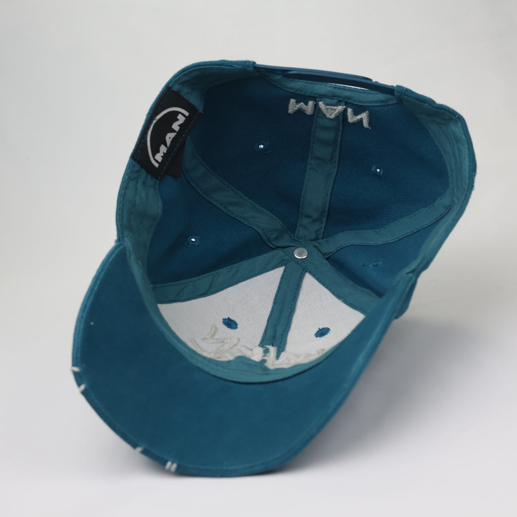 Vintage Teal Cotton Snapback Hat - Löwen Stark Lion Graphic - 55-57cm