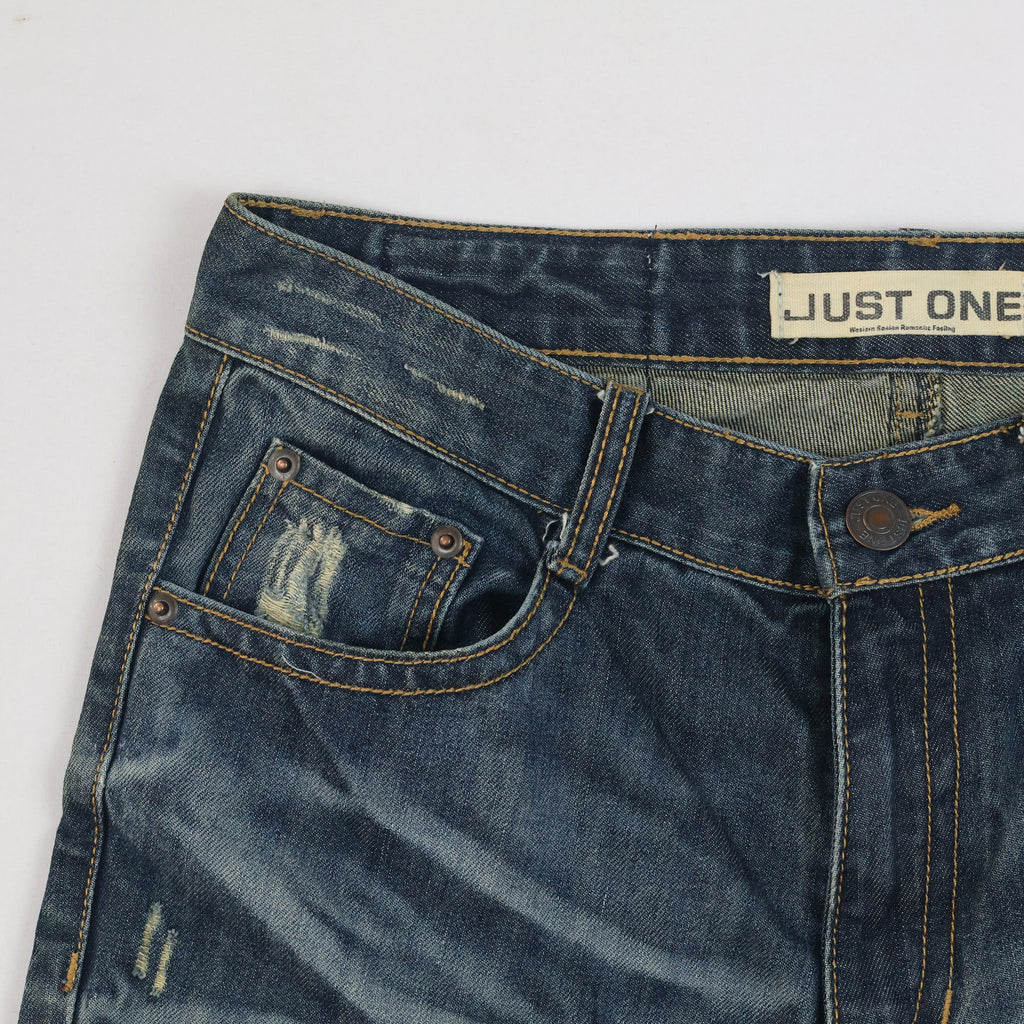 Thrifted Just One Men's Heavily Faded Blue Denim Jeans Waist: 32/ J1008