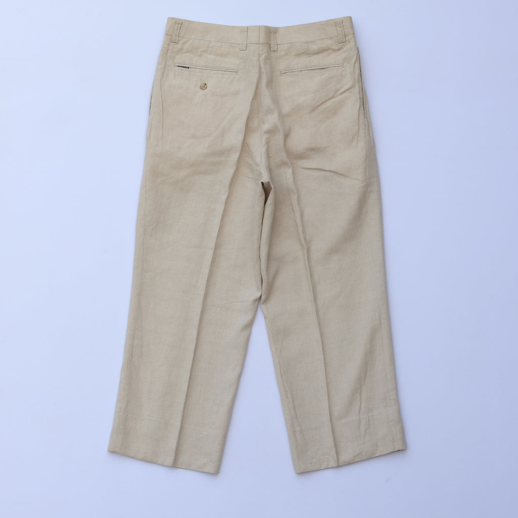 Men’s Beige Linen-Blend Pleated Formal Trousers – MEN’S CLUB | Waist 33 | Lightweight Summer Pants
