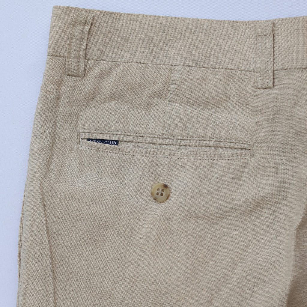 Men’s Beige Linen-Blend Pleated Formal Trousers – MEN’S CLUB | Waist 33 | Lightweight Summer Pants